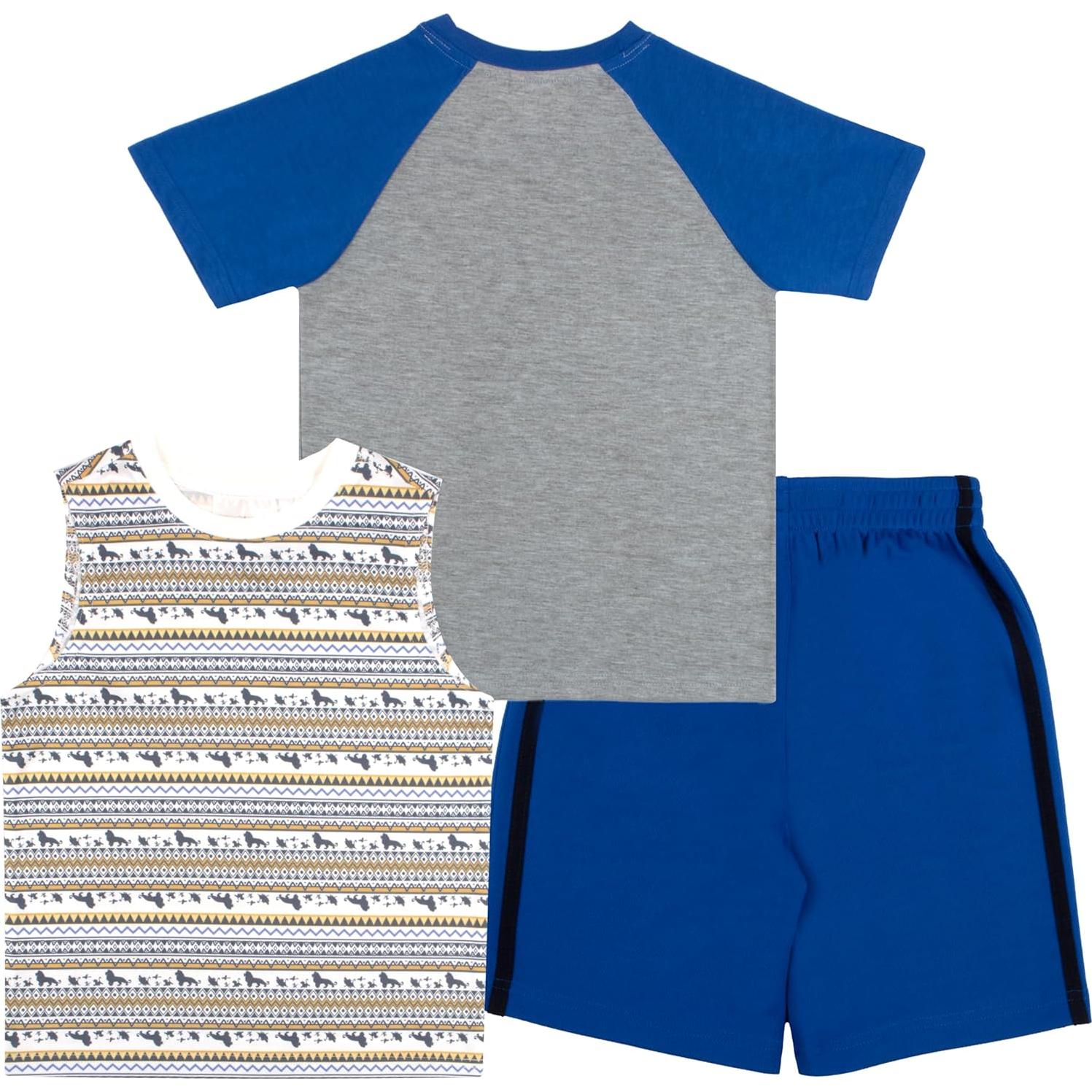 Conjunto Corto 3 Piezas Mickey Mouse Niños 3T Azul y Gris