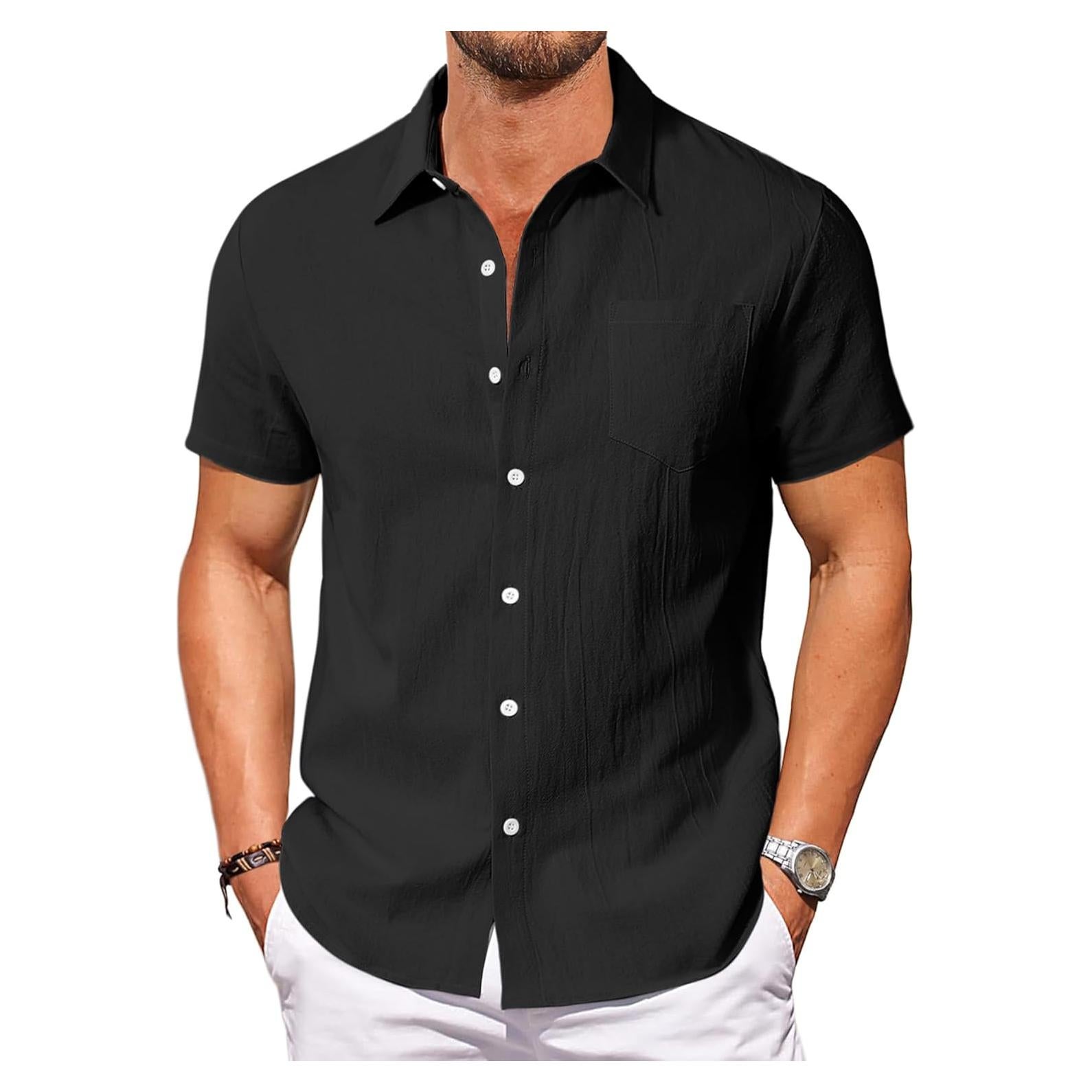 Camisa de Manga Corta de Algodón para Hombre Vssjavun - Verano