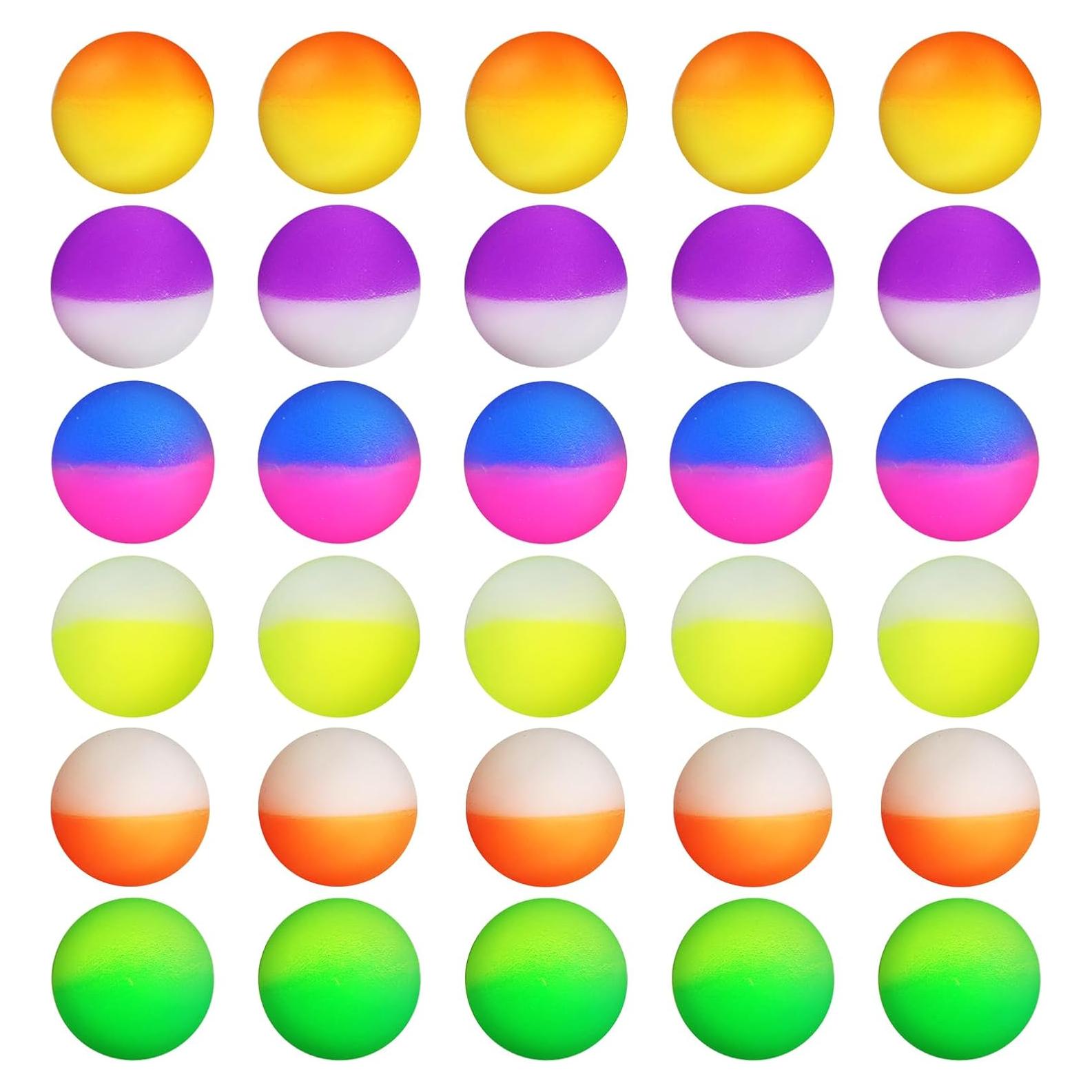 30 Pelotas Rebotadoras Pllieay Doble Color 32mm para Niños