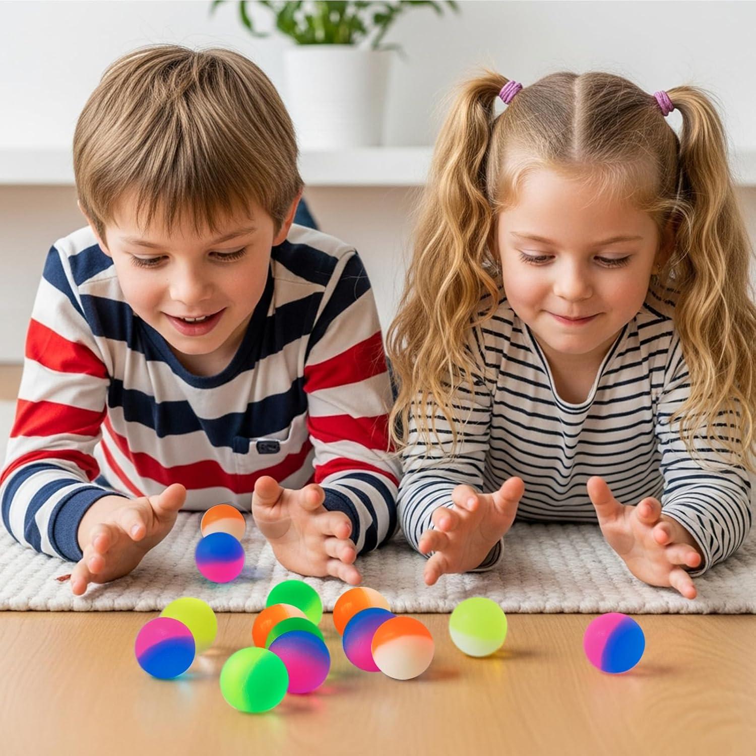 30 Pelotas Rebotadoras Pllieay Doble Color 32mm para Niños