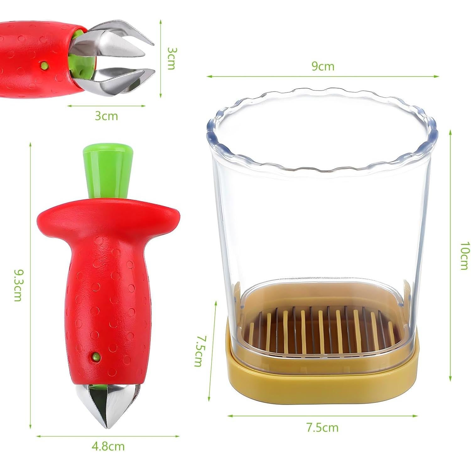 Juego 2 en 1 Descorazonador y Cortador de Fresas Genérico