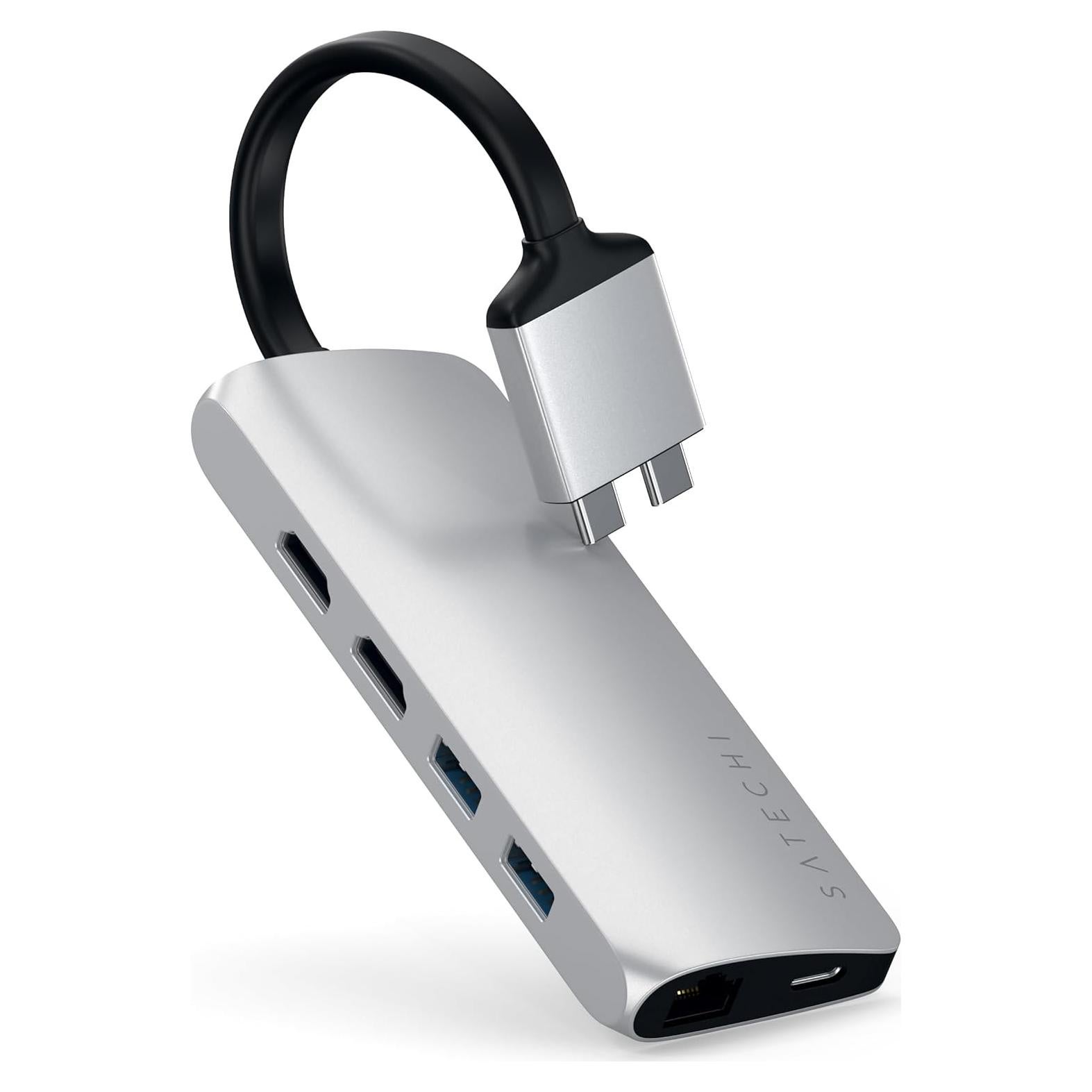 Adaptador Multimedia Doble Type-C Satechi HDMI 4K USB-C Ethernet