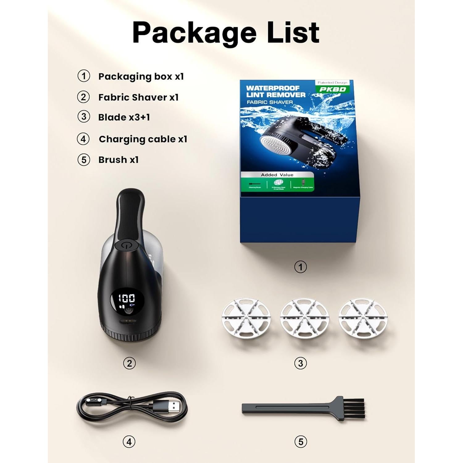 Afeitadora de tela eléctrica PKBD impermeable IPX6 con 3 cuchillas