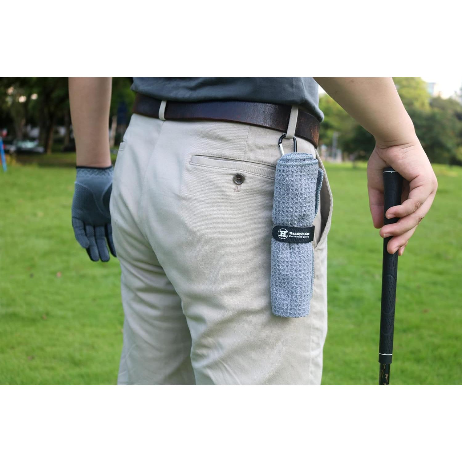 Toalla de Golf Microfibra Handy Picks 40x40cm Gris con Clip