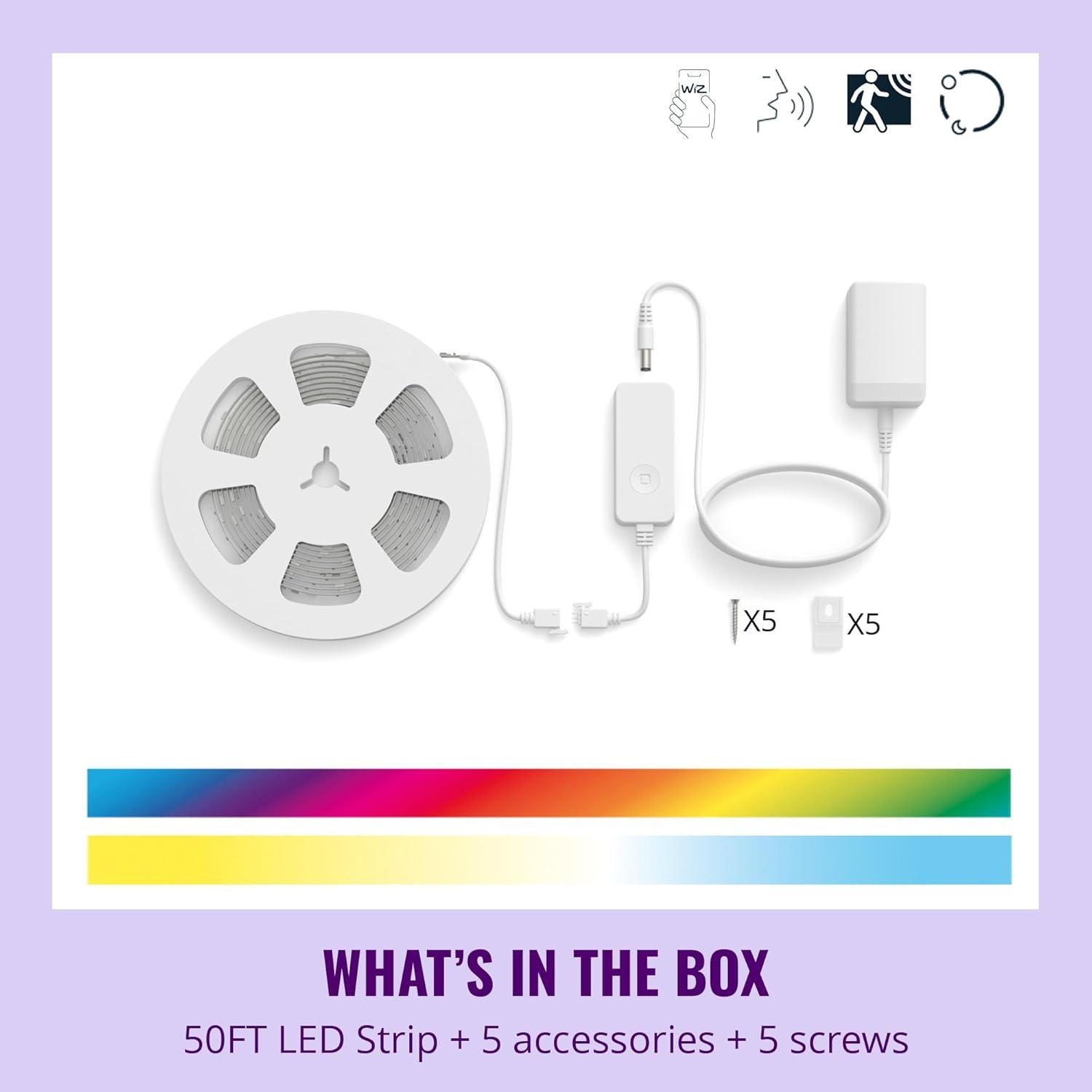 Cinta de Luz LED WiZ 15m RGB Control Voz y App