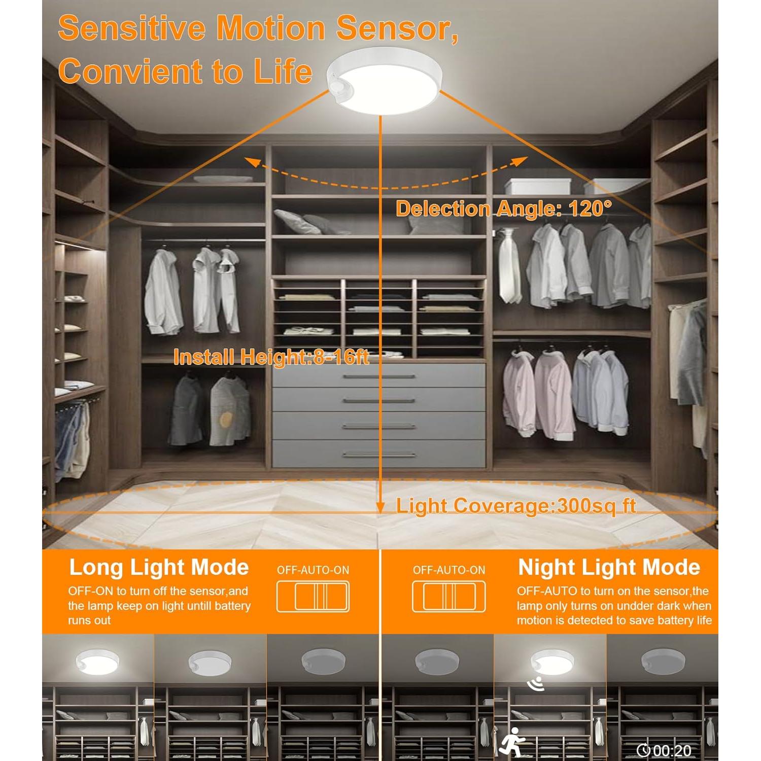 Luz de Techo Recargable DEEPLITE 8000mAh con Sensor de Movimiento