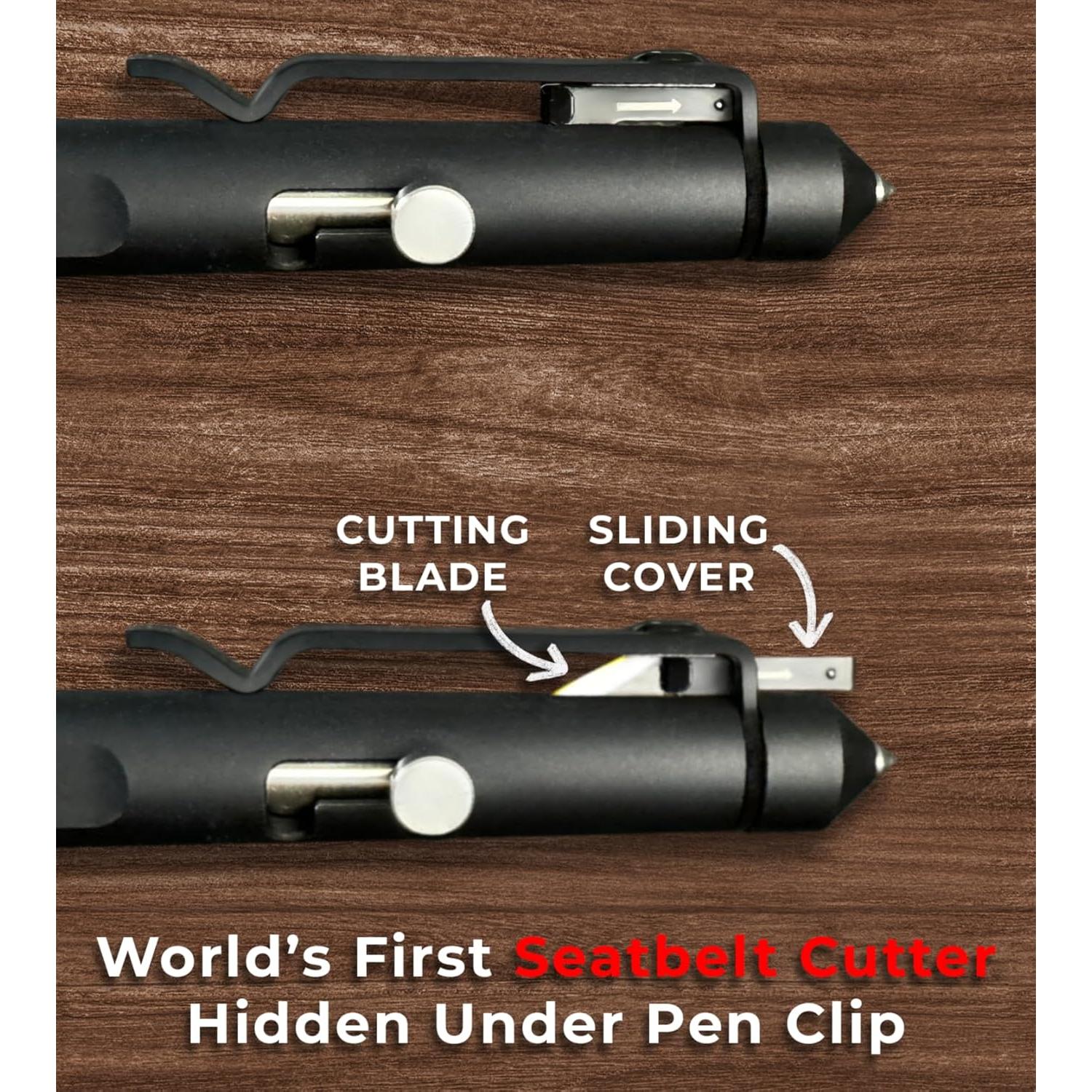 Bolígrafo Táctico Surevival WYN LABS con Cortador de Cinturón