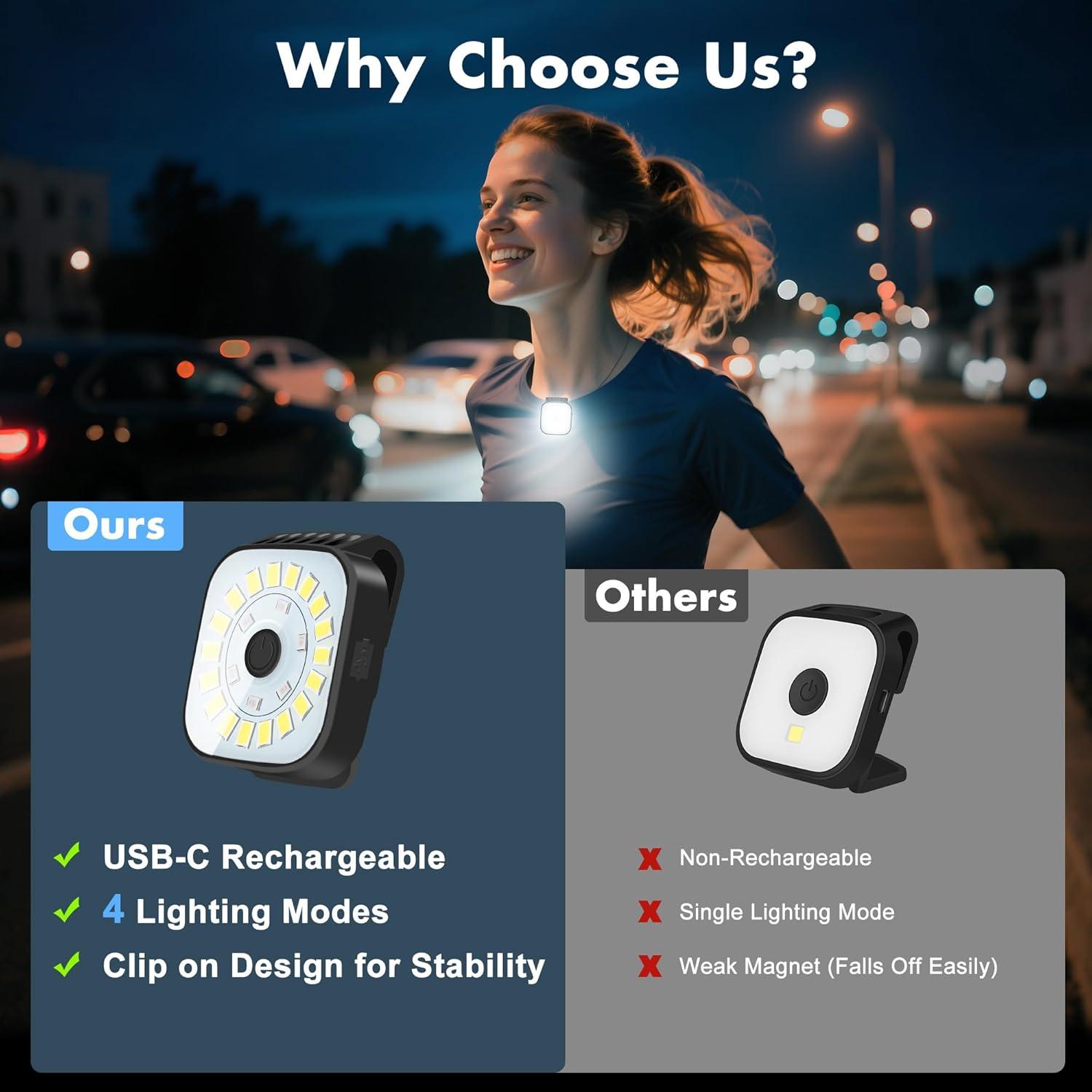 Paquete de 2 Linternas Recargables LED para Correr - Redaica