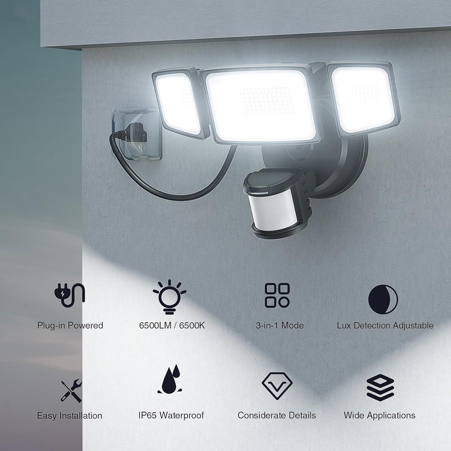 Onforu 65W LED Luz de Sensor de Movimiento Exterior 6500LM