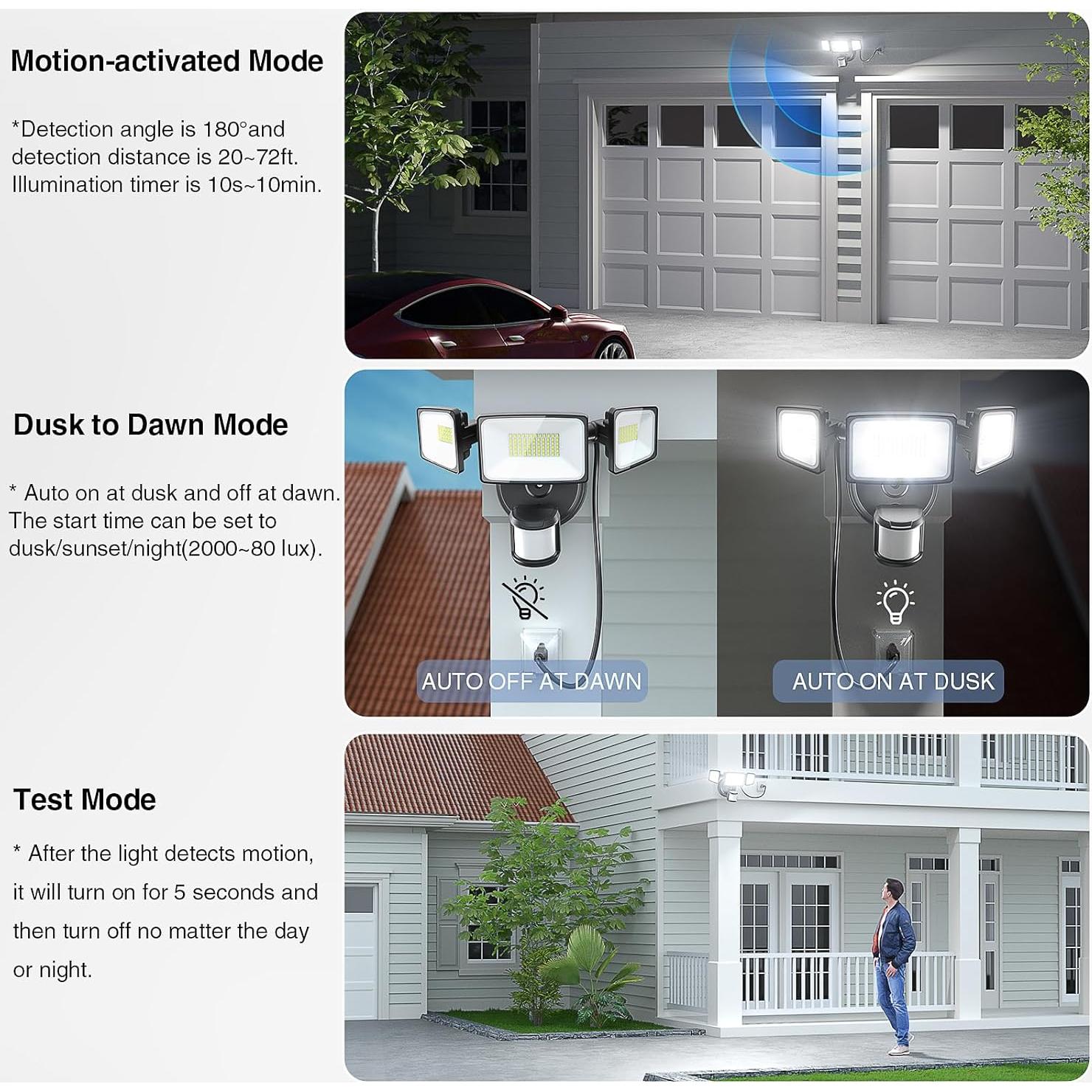 Onforu 65W LED Luz de Sensor de Movimiento Exterior 6500LM