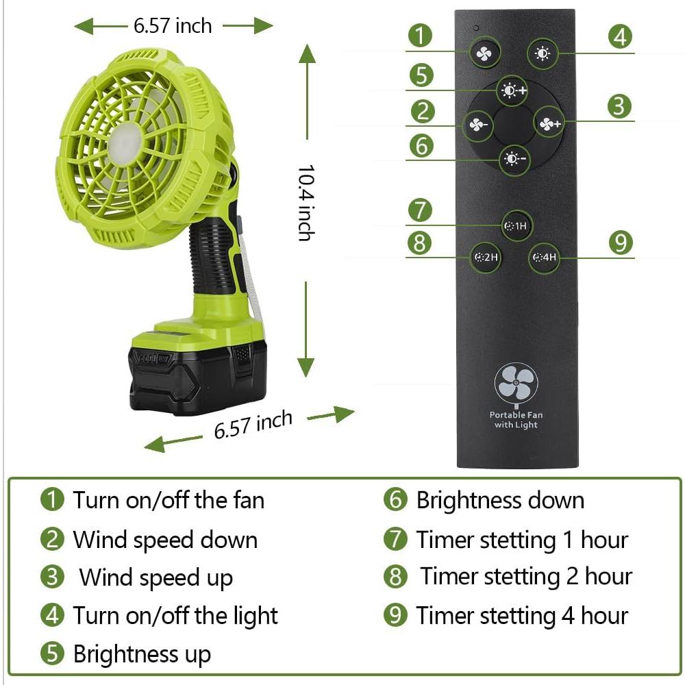 Ventilador Inalámbrico WaxPar 18V con Luz LED y Control Remoto