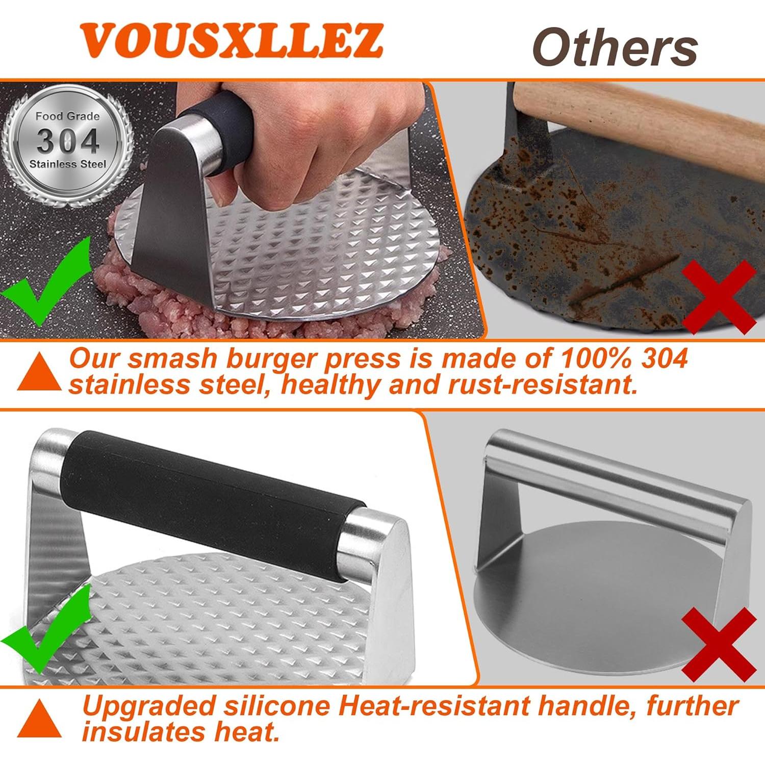 Prensa de Hamburguesas Acero Inoxidable 304 13.97 cm VOUSXLLEZ