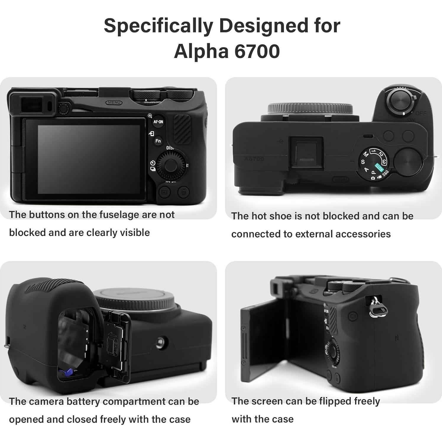 Kit de Accesorios para Cámara Sony Alpha 6700 - Funda Silicona y Protectores