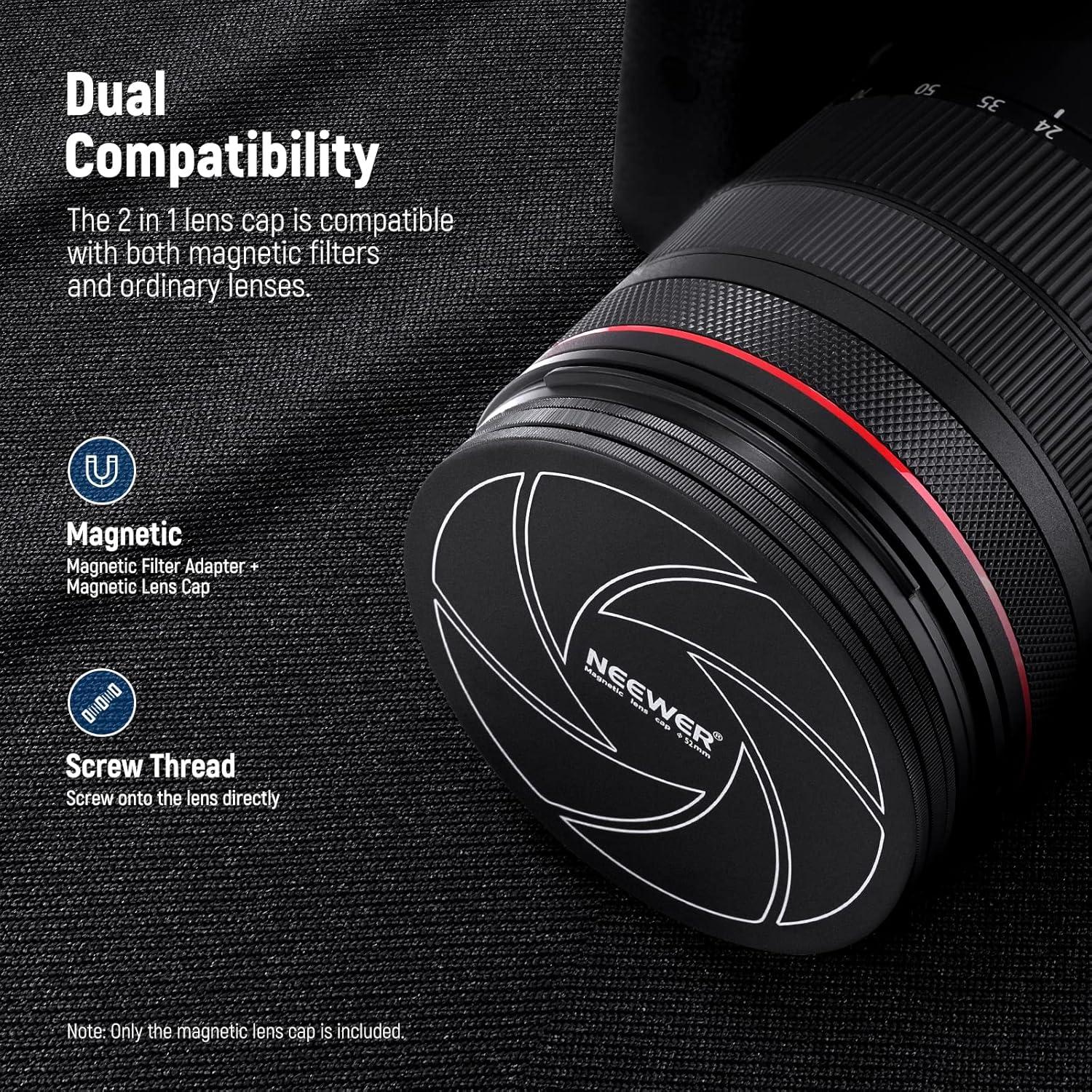 Tapa de Lente Magnética NEEWER 52mm Aluminio Ultra Delgado