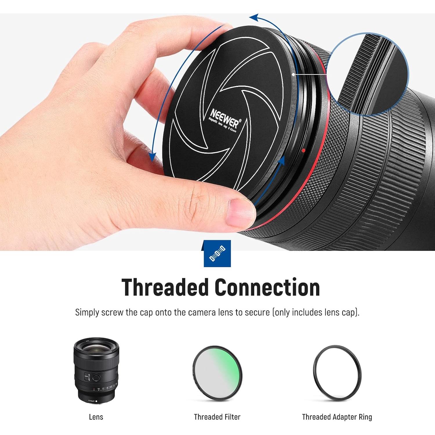 Tapa de Lente Magnética NEEWER 52mm Aluminio Ultra Delgado