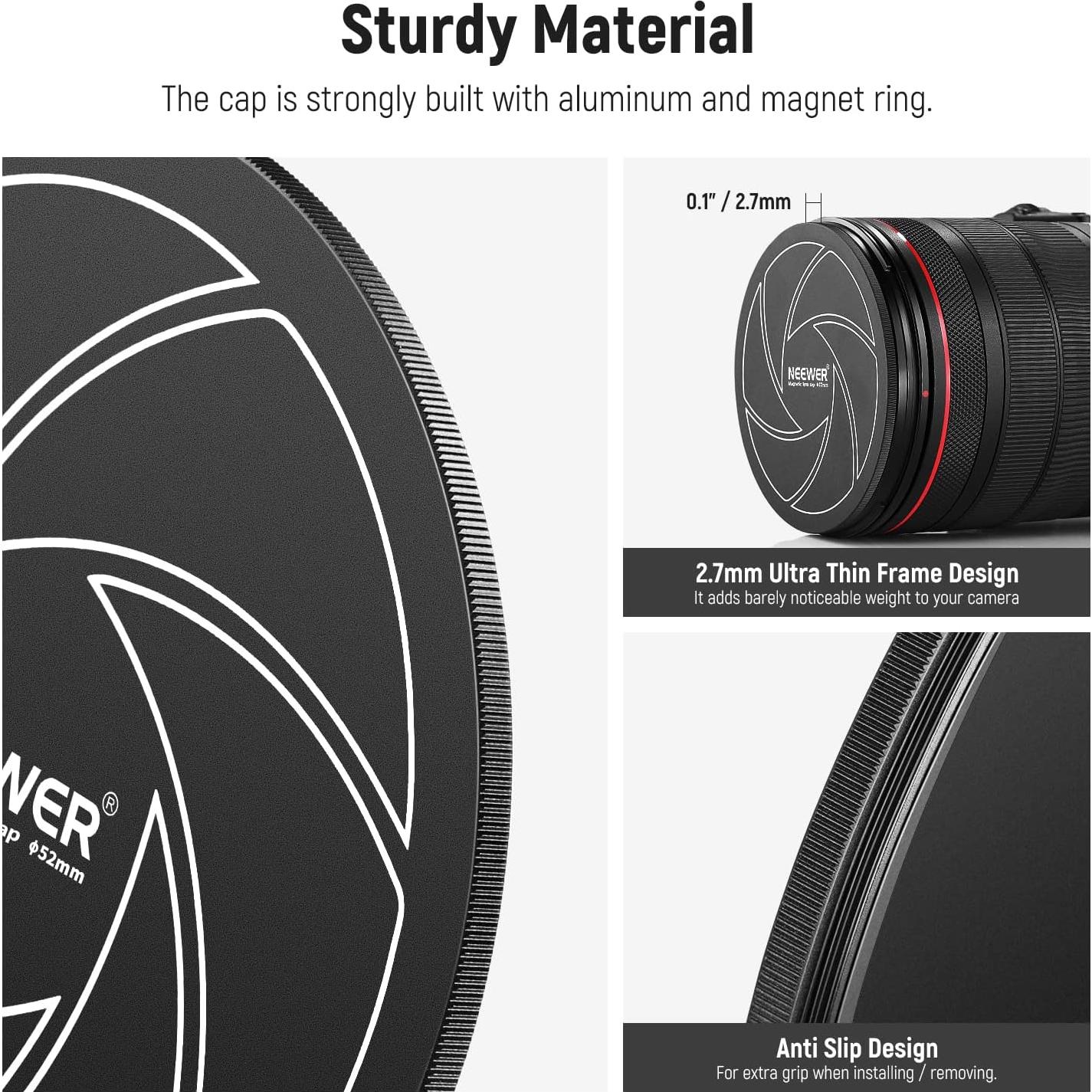 Tapa de Lente Magnética NEEWER 52mm Aluminio Ultra Delgado