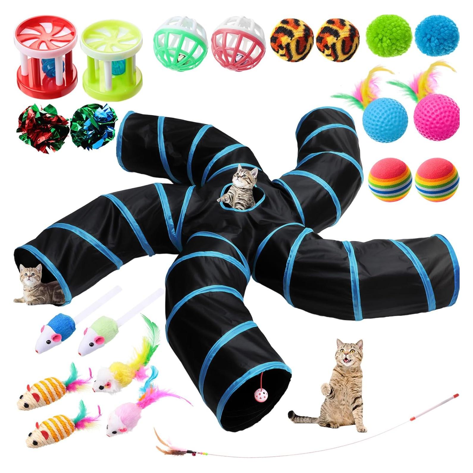 Conjunto Túnel para Gatos Poen 21 Piezas Juguetes Interactivos