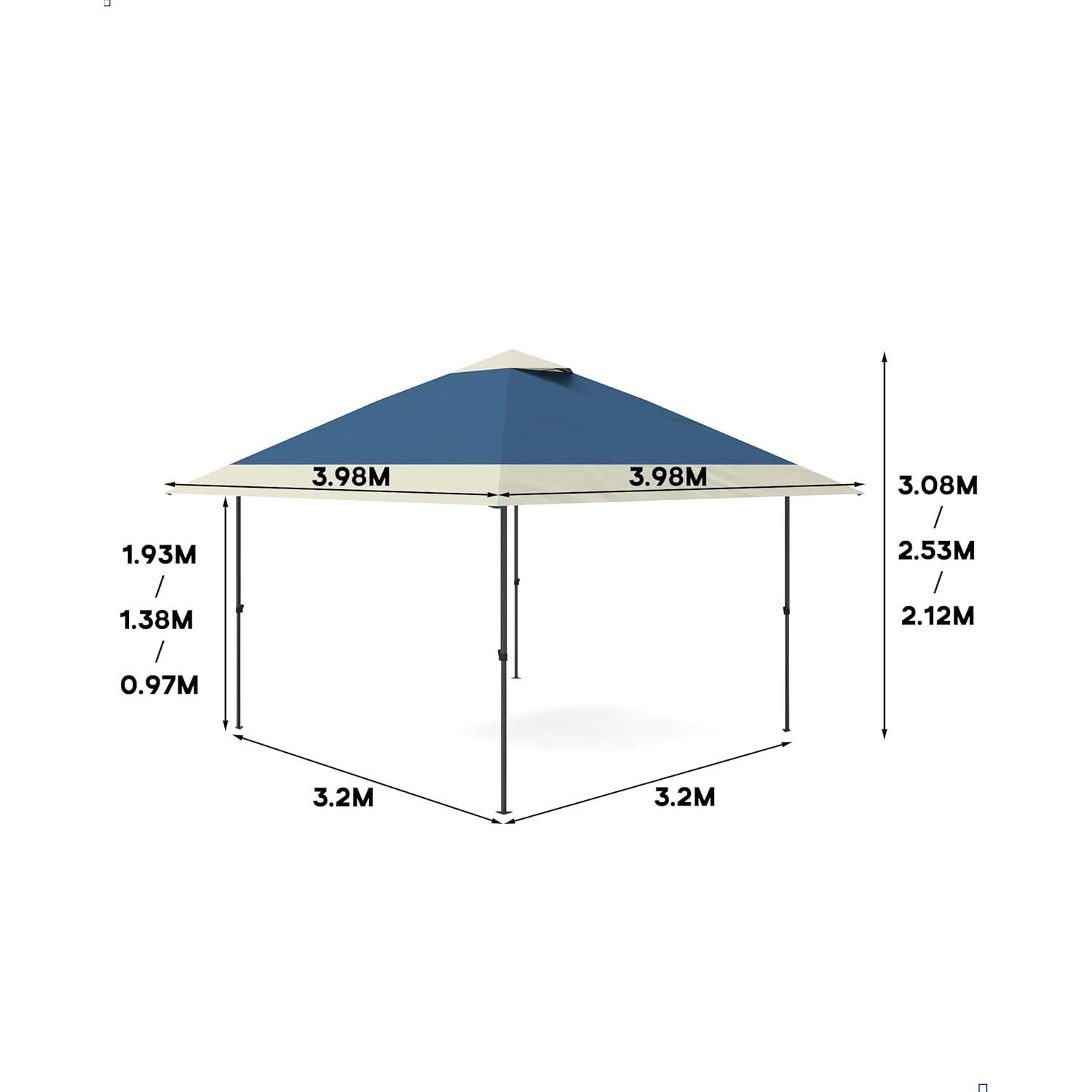Toldo Gazebo Pop-Up KYBOLT 3.96x3.96m Impermeable