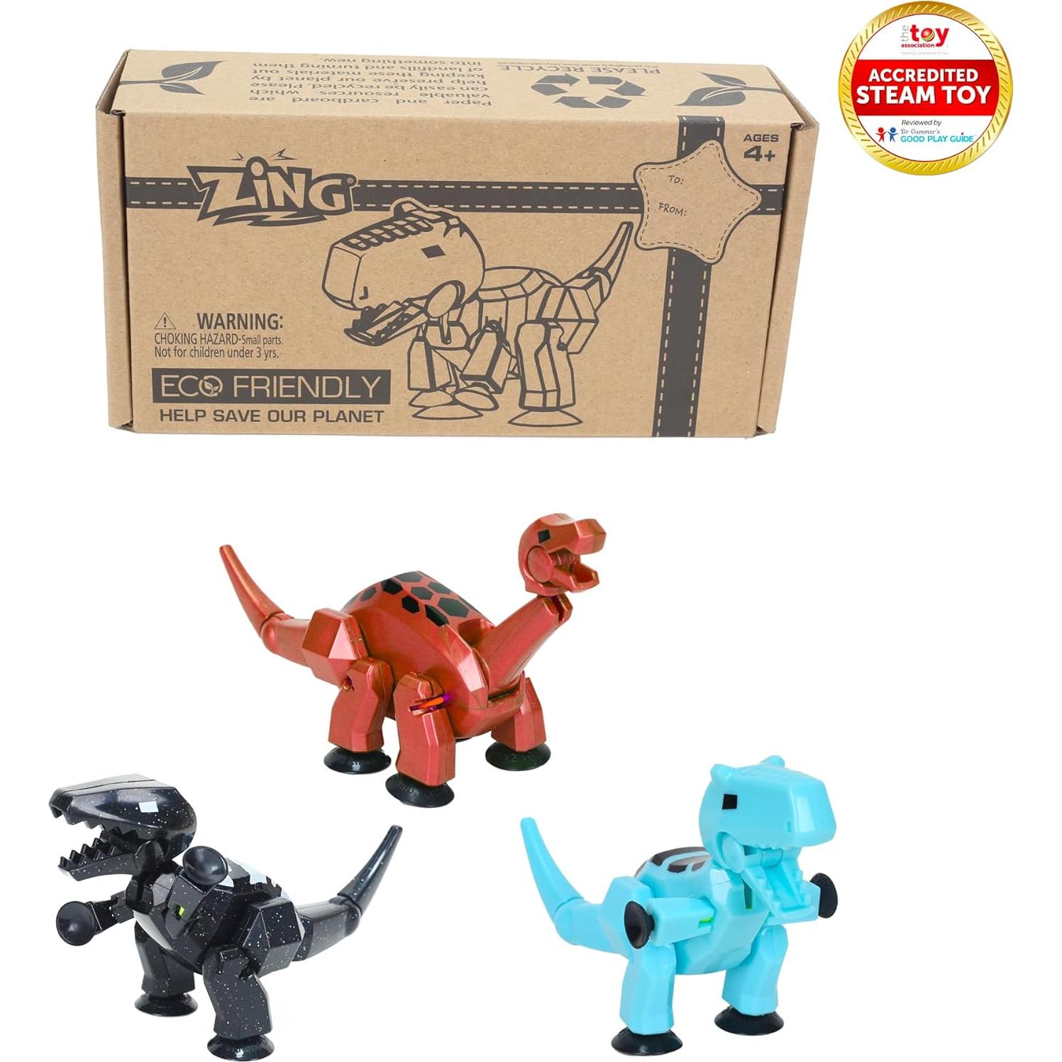 Zing Stikbot MEGA Dino 3 Pack - Brontosaurus, T-Rex, Carnotaurus