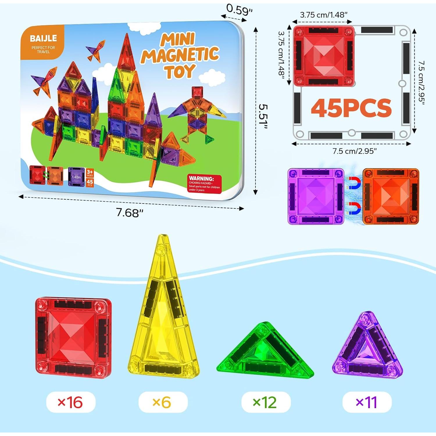 Set de Azulejos Magnéticos BAIJLE 45 Piezas para Niños