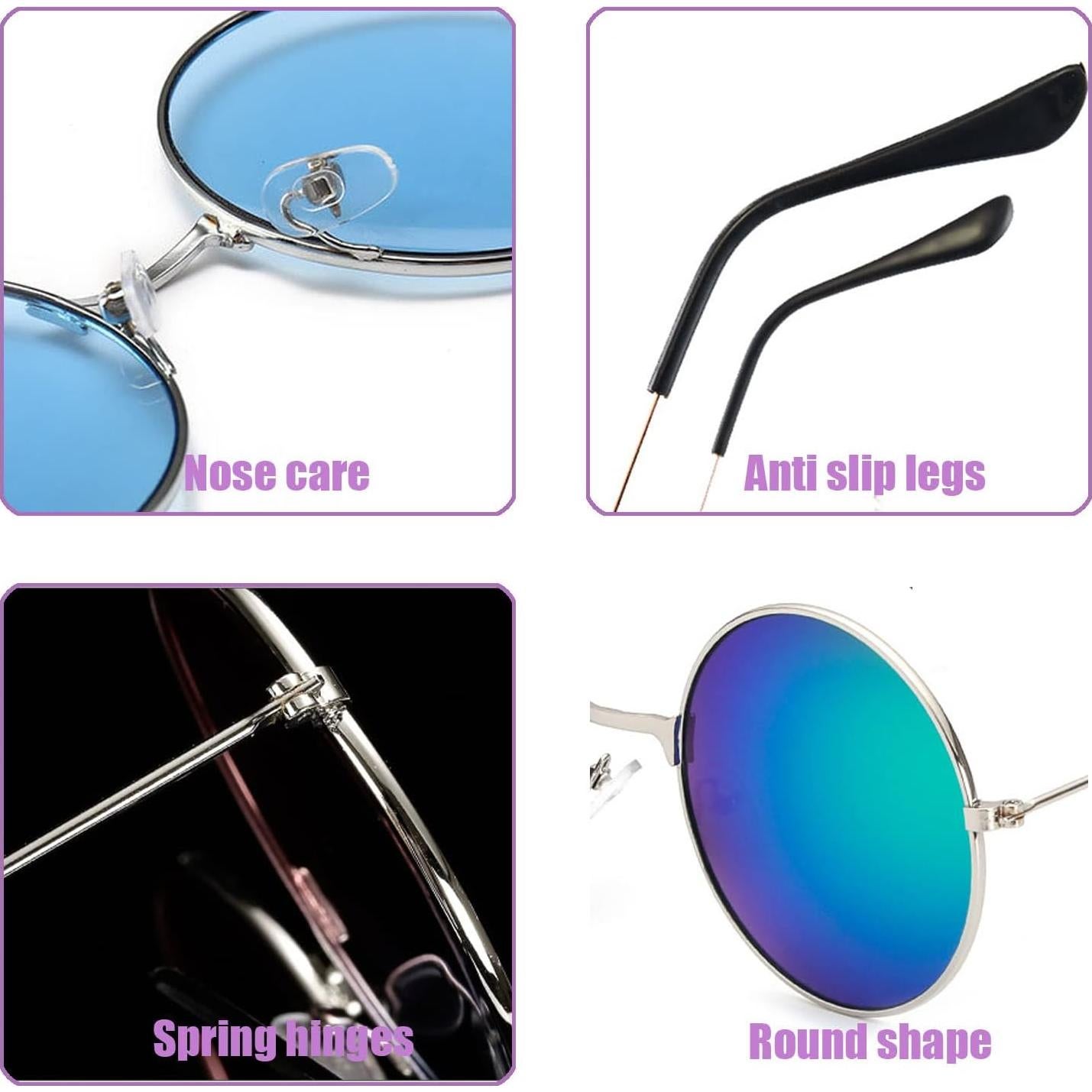 10 Pares de Gafas de Sol Vintage Redondas para Mujeres