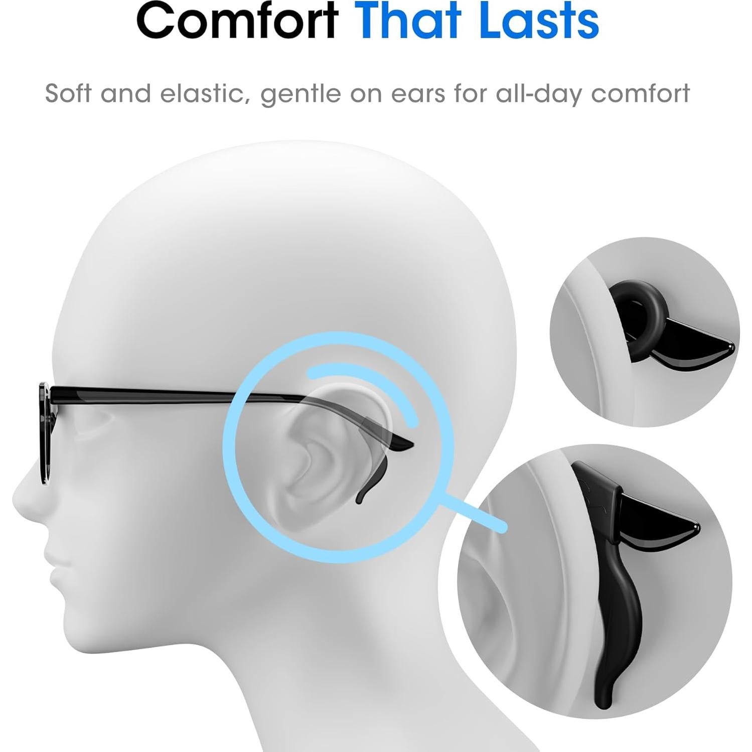 20 Pares de Ganchos de Silicona Antideslizantes Howdonsi - Negro