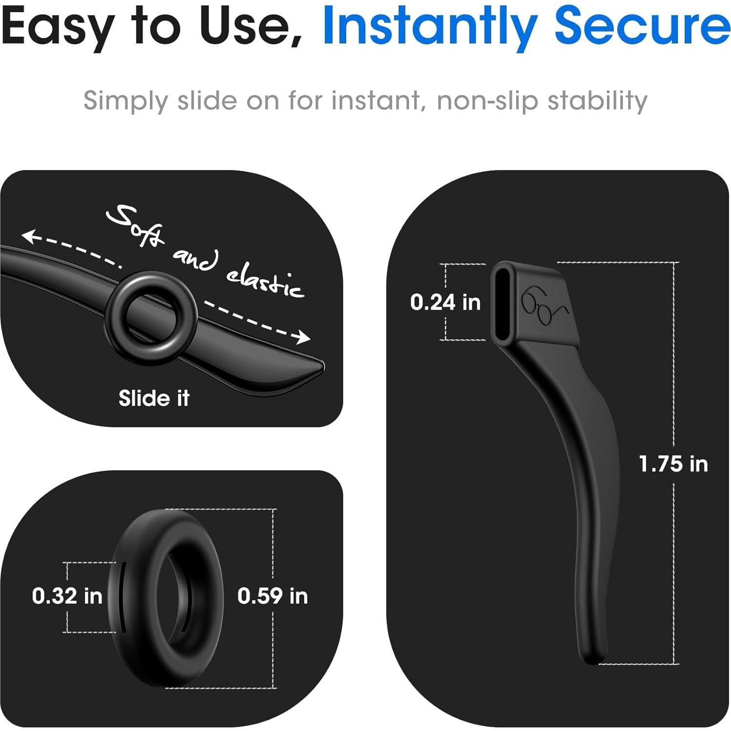 20 Pares de Ganchos de Silicona Antideslizantes Howdonsi - Negro