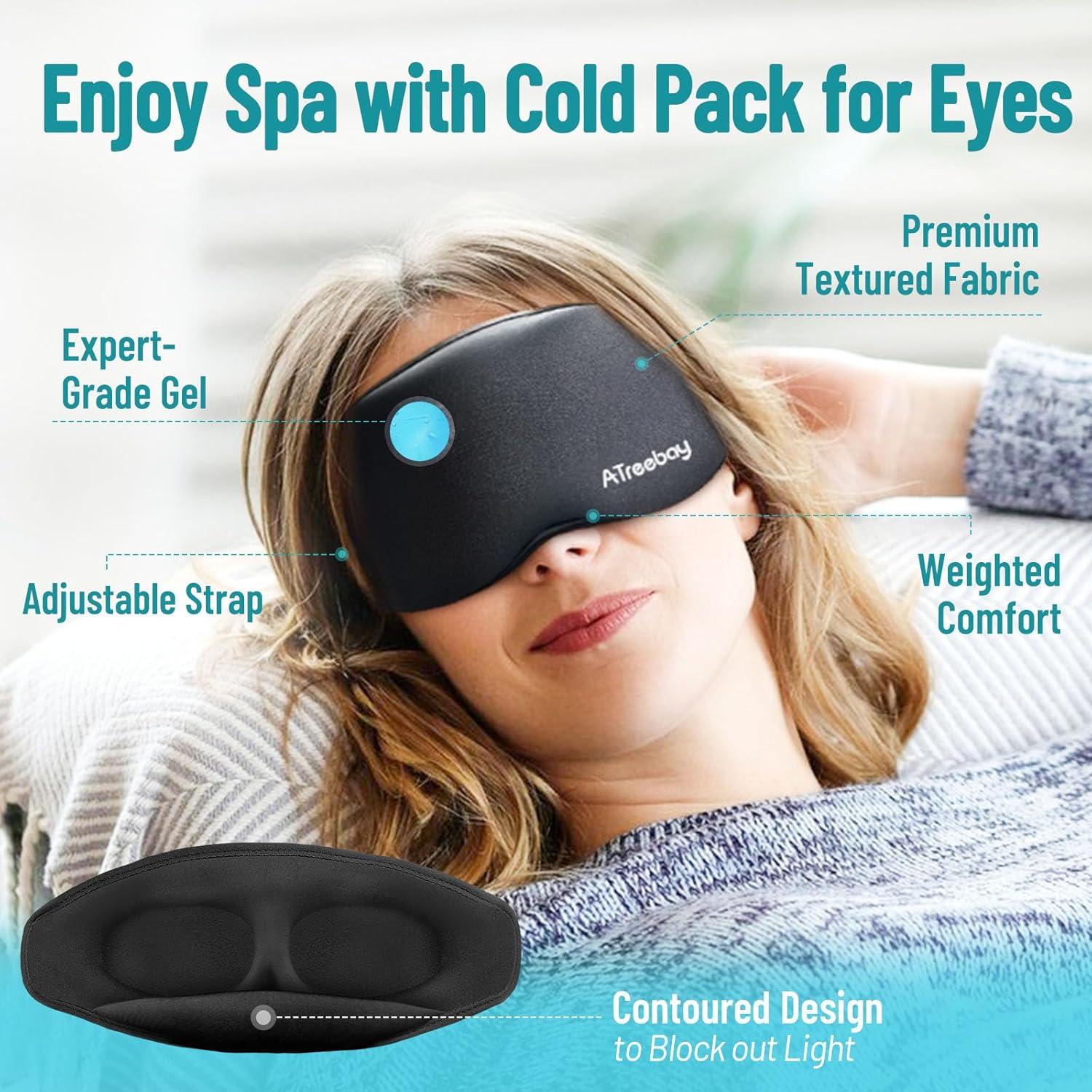 Máscara de Ojos Fría de Gel 3D ATreebay - Alivio Ojeras 24.8x9.3 cm