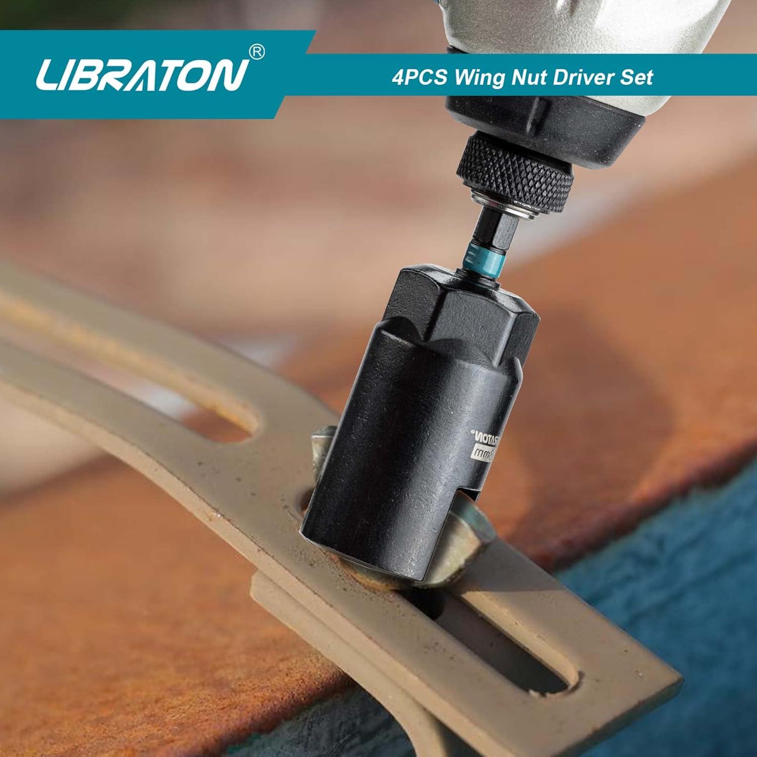 Juego de Controlador de Tuercas de Alas LIBRATON 4PCS 9-18mm