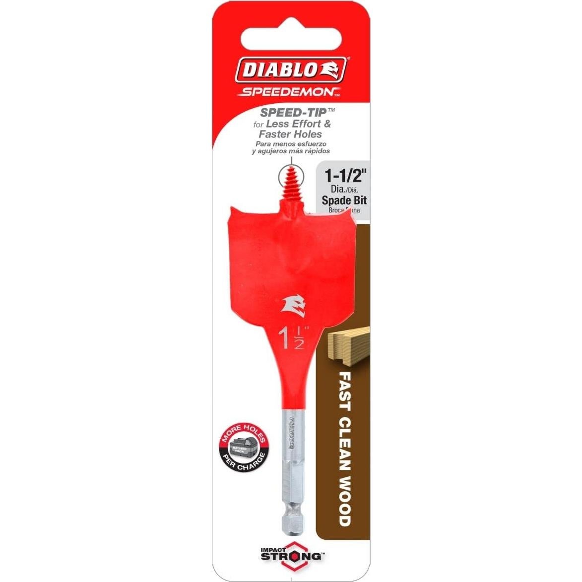 Broca Spade Diablo DSP1090 para Madera 3.81 cm Diámetro