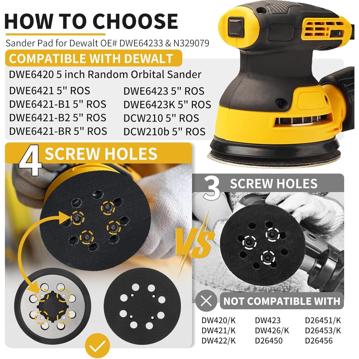 Almohadilla de Lijadora Orbital 5" DeWalt DWE6423 con 36 Discos
