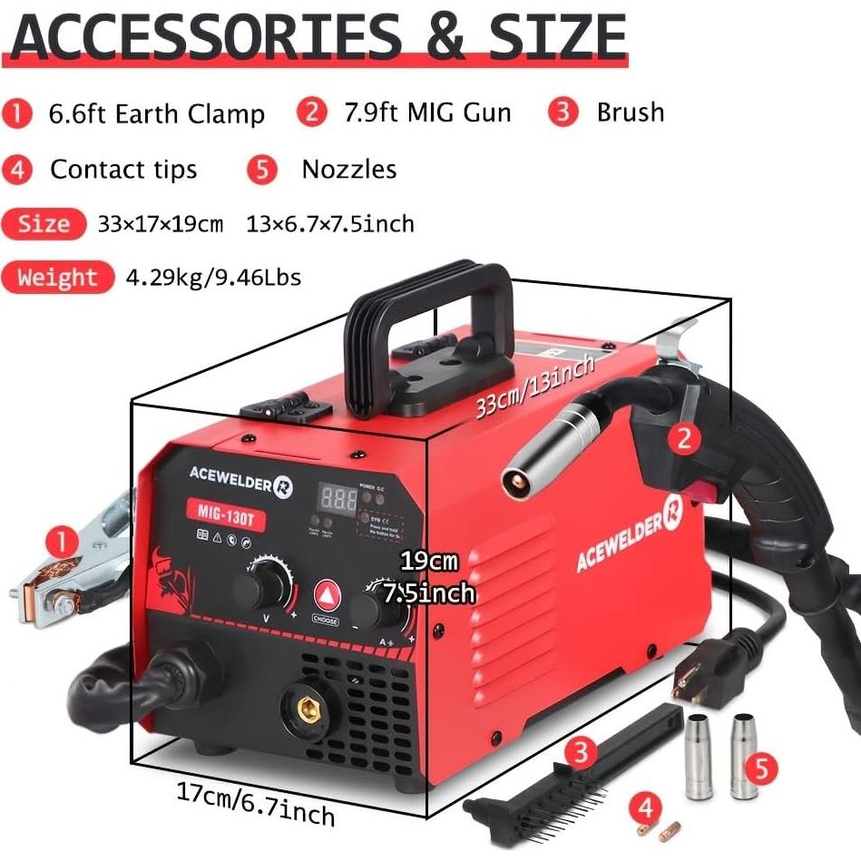 Máquina de Soldadura MIG 130A ACEWELDER Portátil IGBT