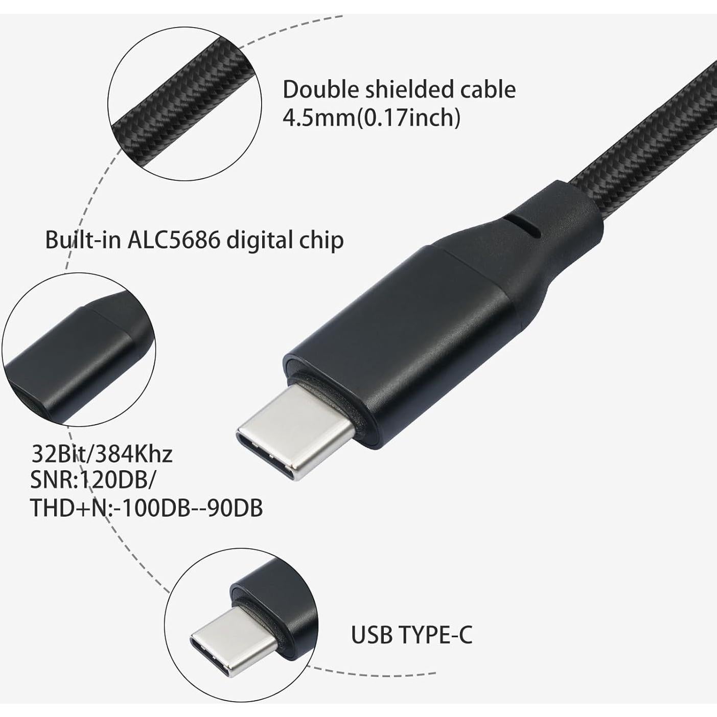 Cable de auriculares HUALEU USB C a XLR mini 3 pines 0.91m