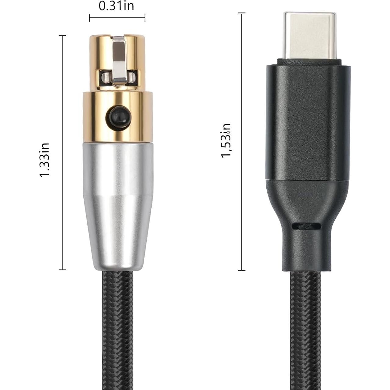 Cable de auriculares HUALEU USB C a XLR mini 3 pines 0.91m