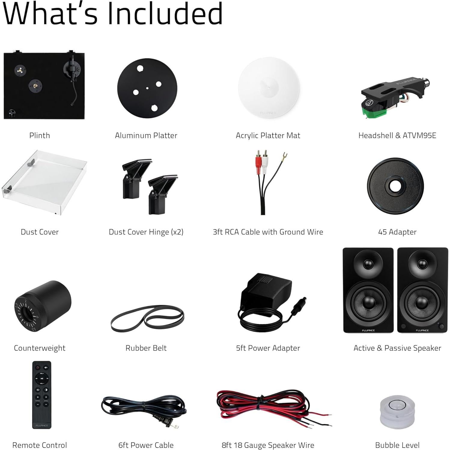 Fluance RT81+ Elite HiFi Vinyl Turntable (Piano Black) and Ai41 Powered Bookshelf Speakers (Black Ash) Bundle: High Fidelity Sound, Integrated Amplifier, Audio Technica Cartridge