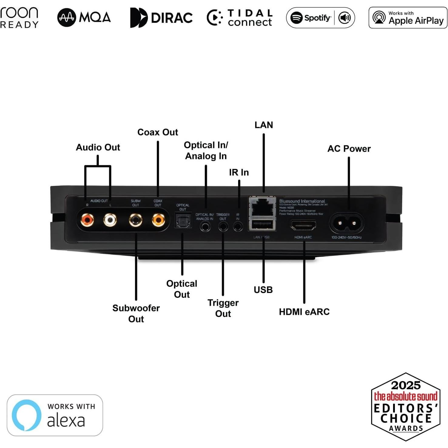 Streamer de Música Inalámbrico Bluesound NODE 2024 - Negro