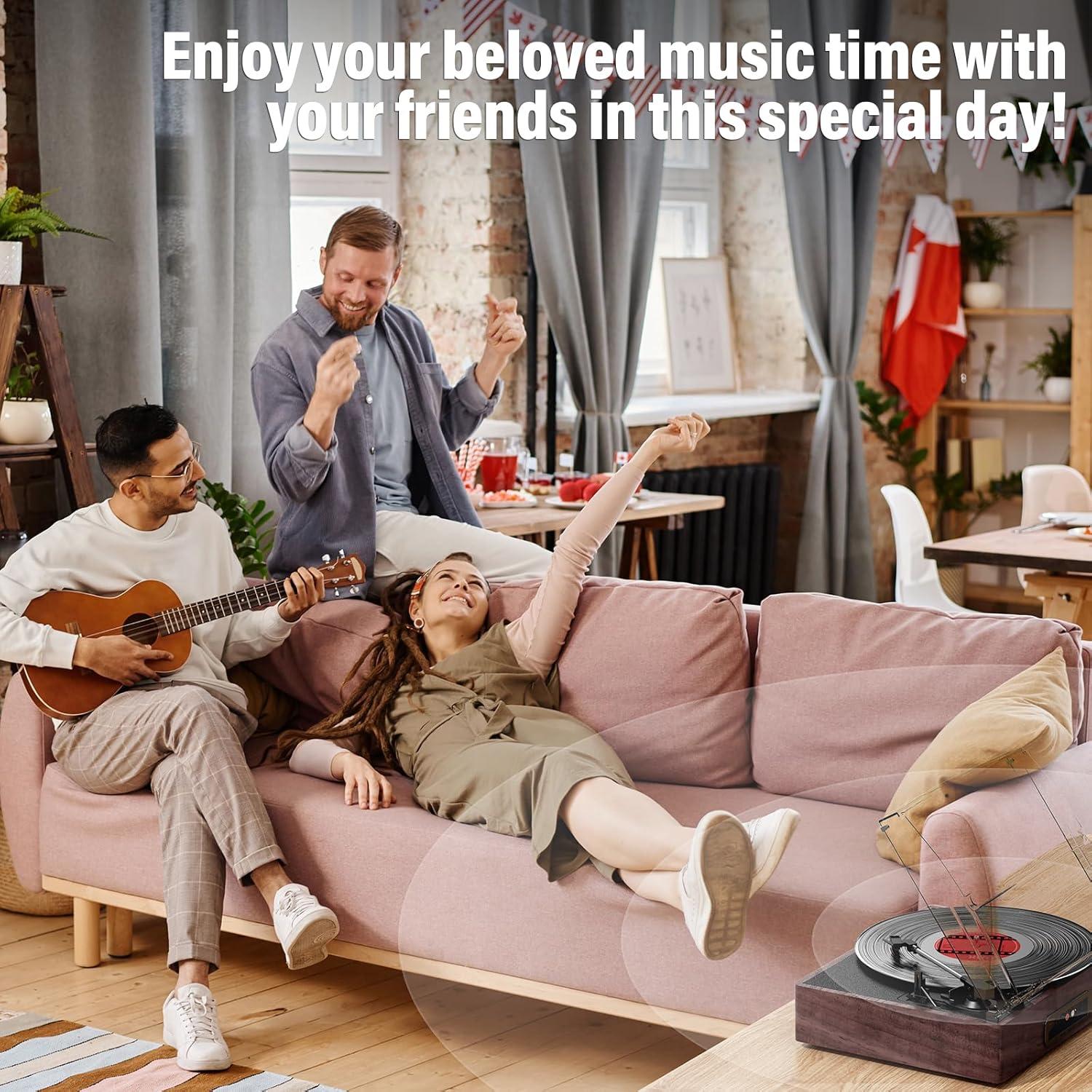 Reproductor de Vinilo Bluetooth Cotsoco M49 3 Velocidades 2 Altavoces