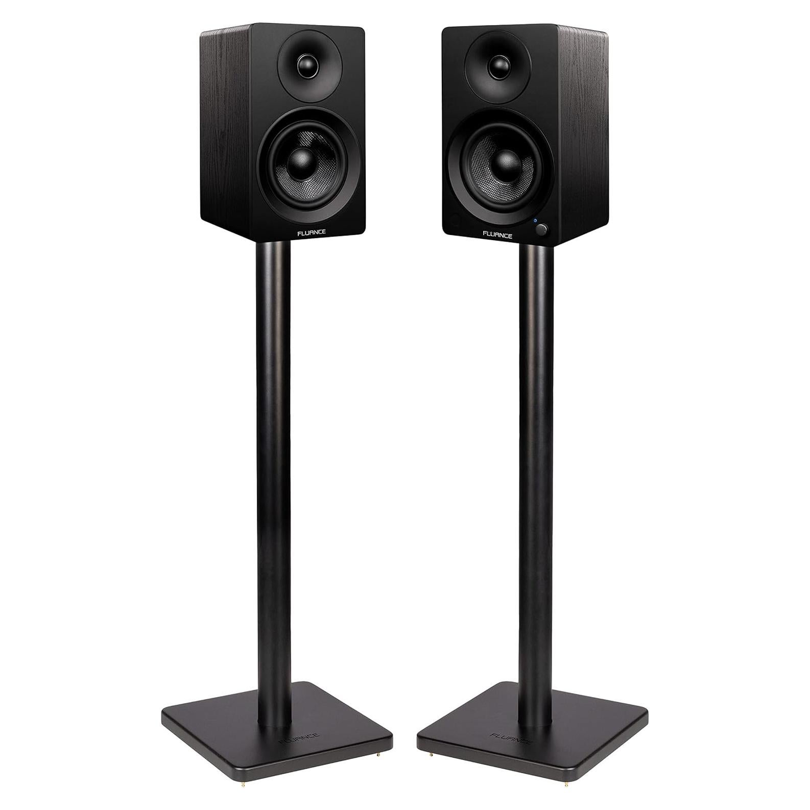 Fluance Ai41 Powered 2-Way 2.0 Stereo Bookshelf Speakers with Speaker Stands 5" Drivers 90W Amplifier for Turntable Bluetooth 5 Wireless Music Streaming with RCA Optical Subwoofer Out (Black Ash)