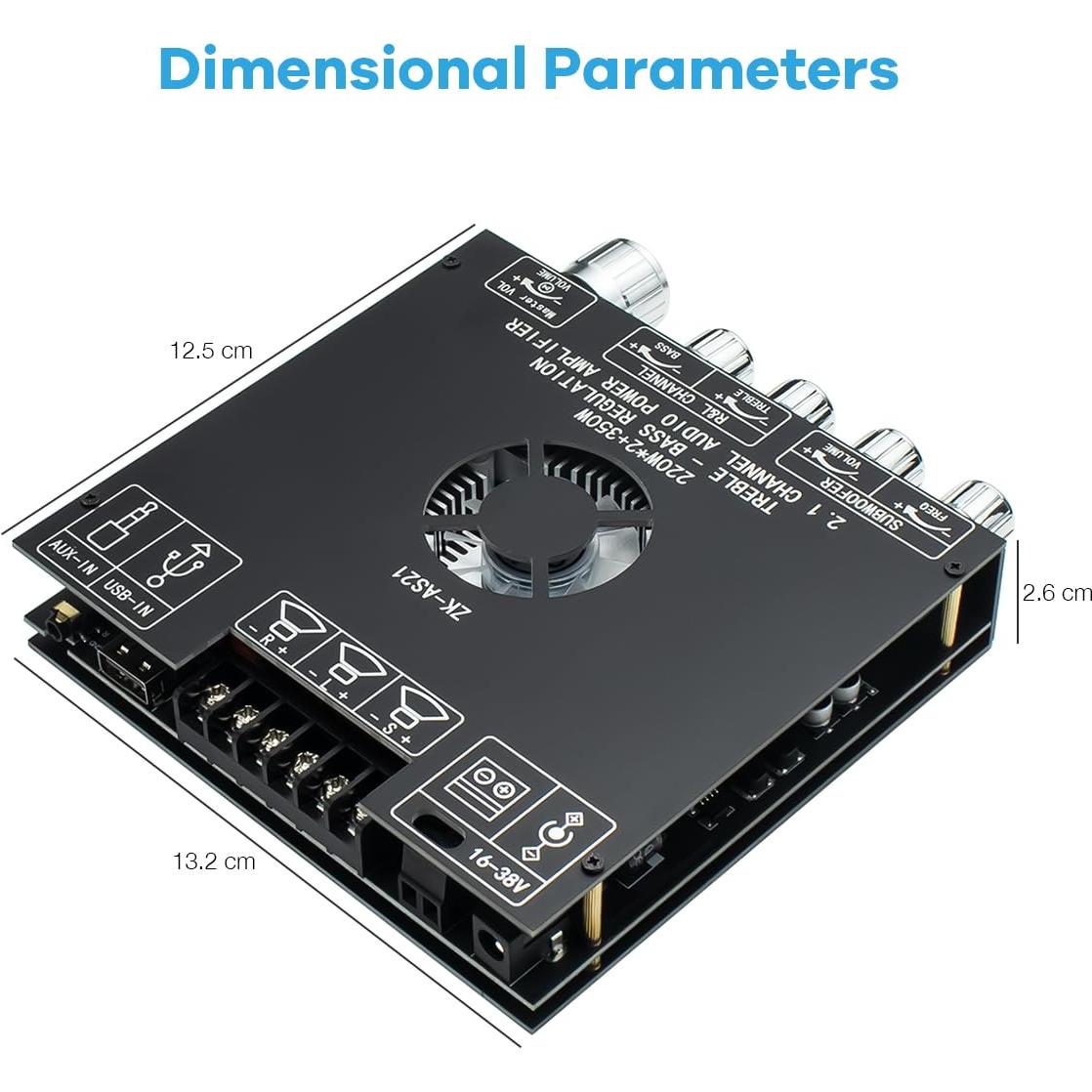 Amplificador de Potencia Bluetooth 5.1 ZK-AS21 2.1 Canales 220W+350W