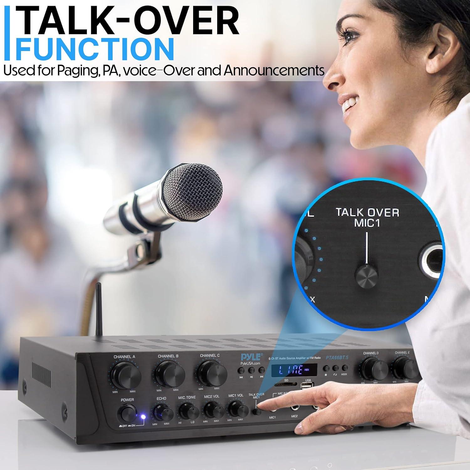 Amplificador de Audio Inalámbrico Pyle PTA66BT.5 600W 6 Canales