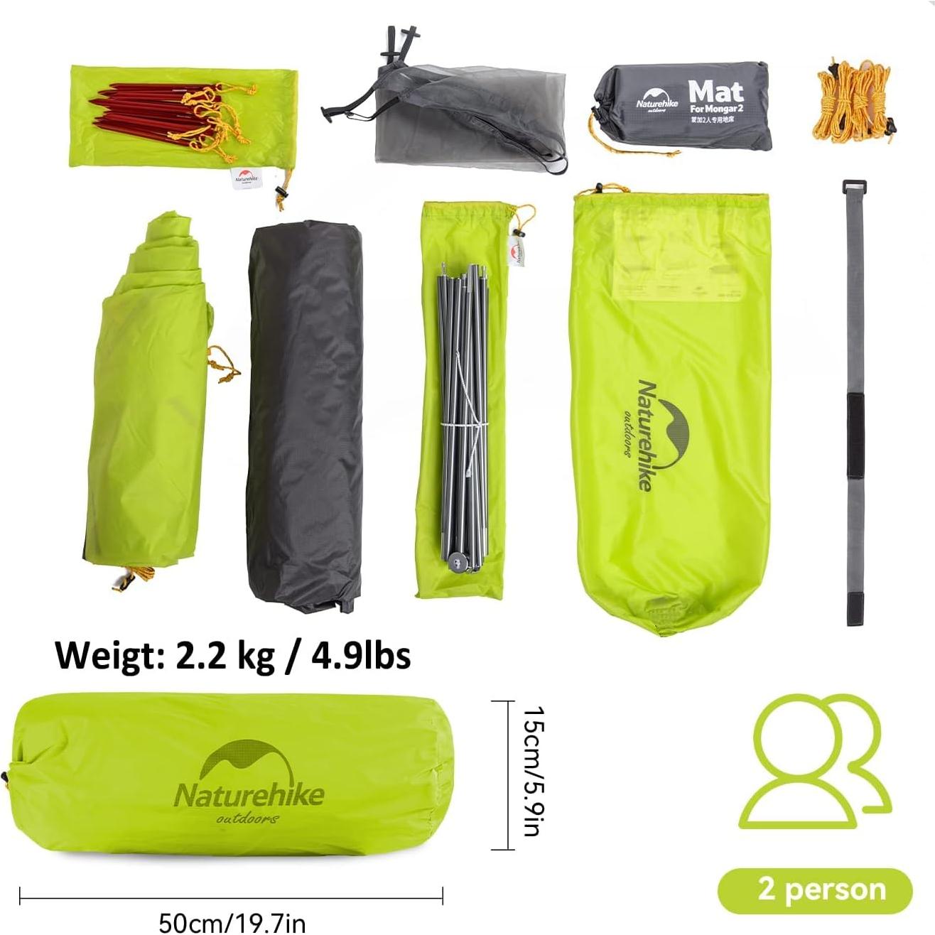 Tienda Naturehike Mongar 2 Personas 3 Temporadas Ultraligera