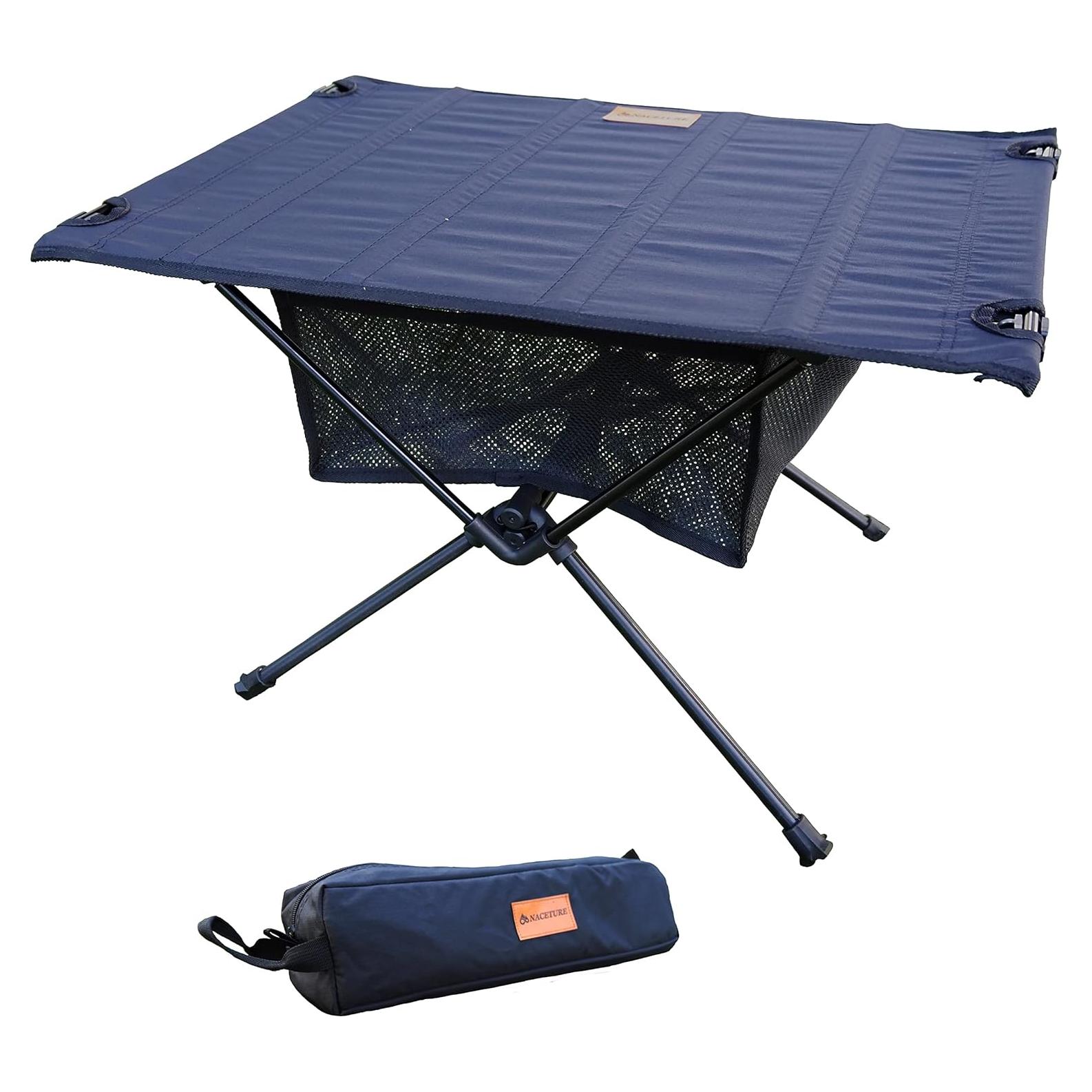 Mesa de Camping Plegable NACETURE Negra con Malla 0.82 kg