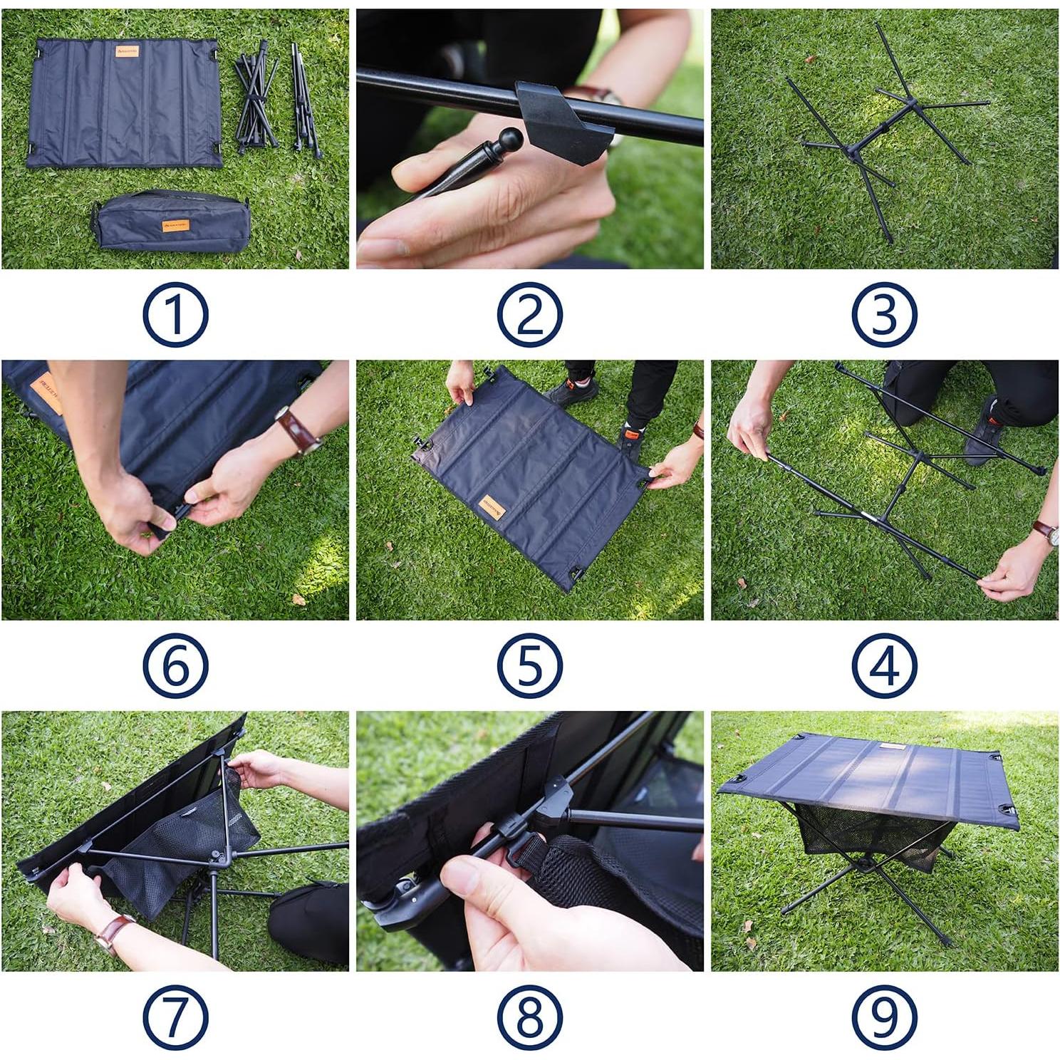 Mesa de Camping Plegable NACETURE Negra con Malla 0.82 kg