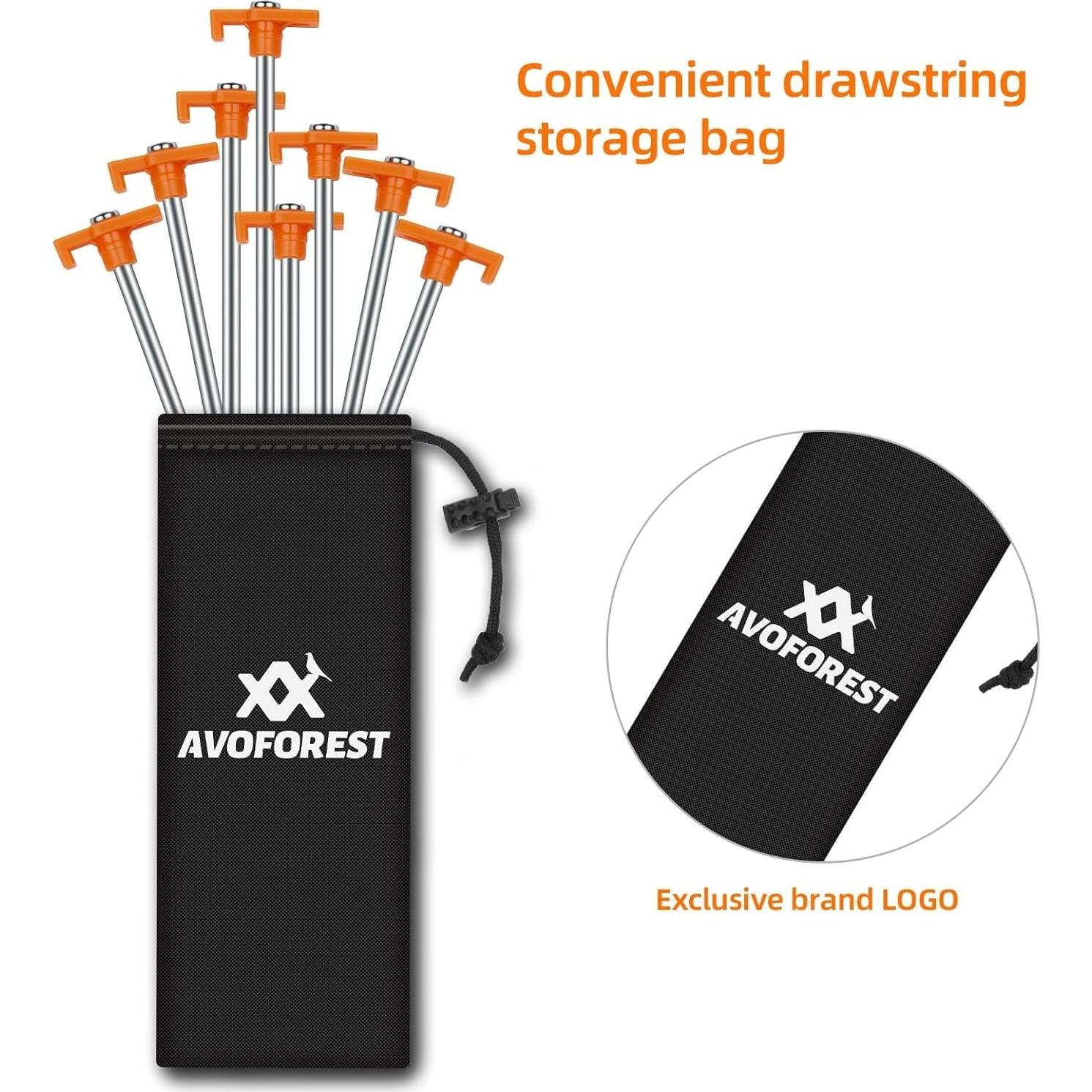 12 Estacas de Camping AVOFOREST 18 cm Antioxidante Naranja