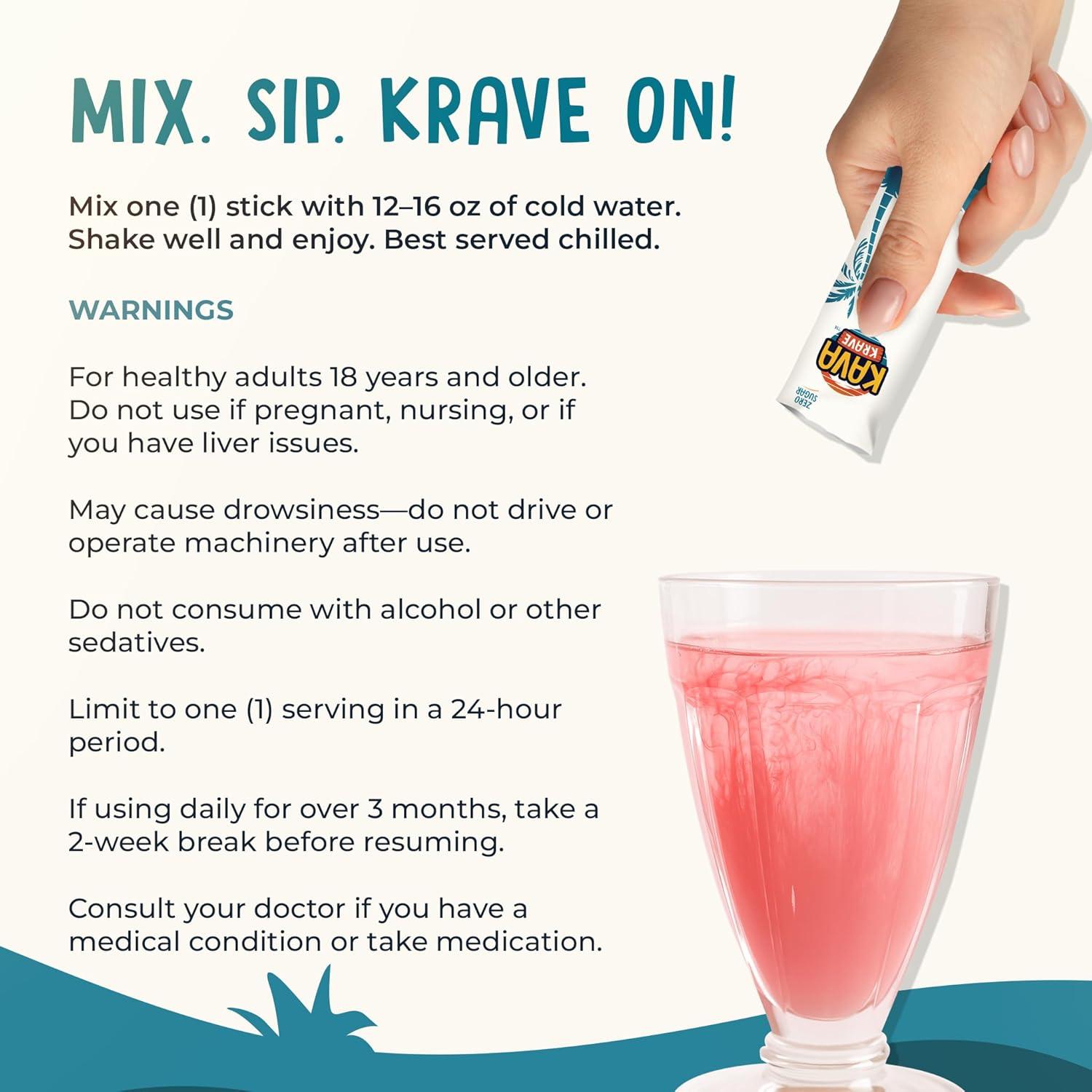 Mezcla de Bebida Kava Cítrica Kava Krave - 15 Paquetes Energía Natural