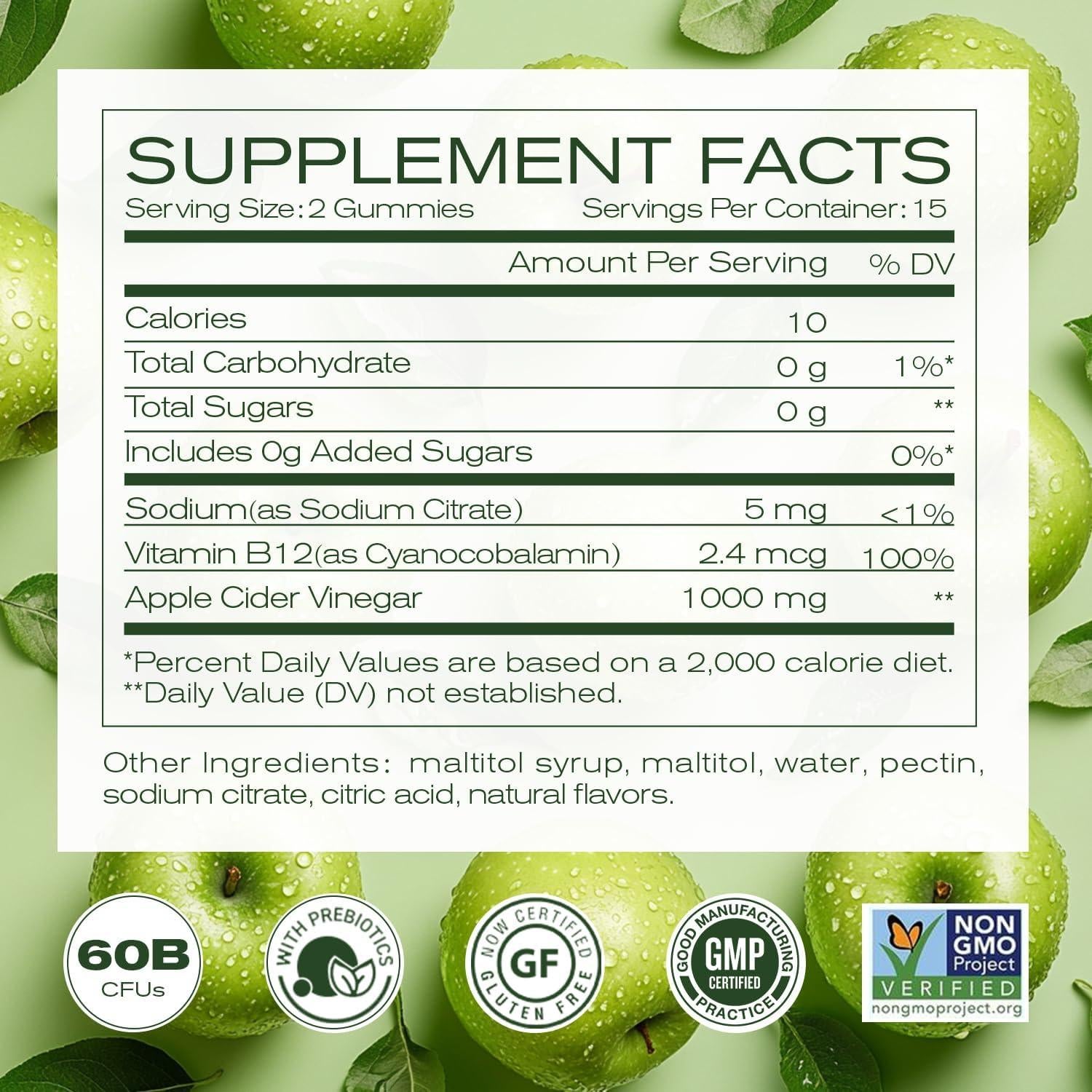 Gomitas Orgánicas Veganas NEWELLME de Vinagre de Sidra 30 Unidades