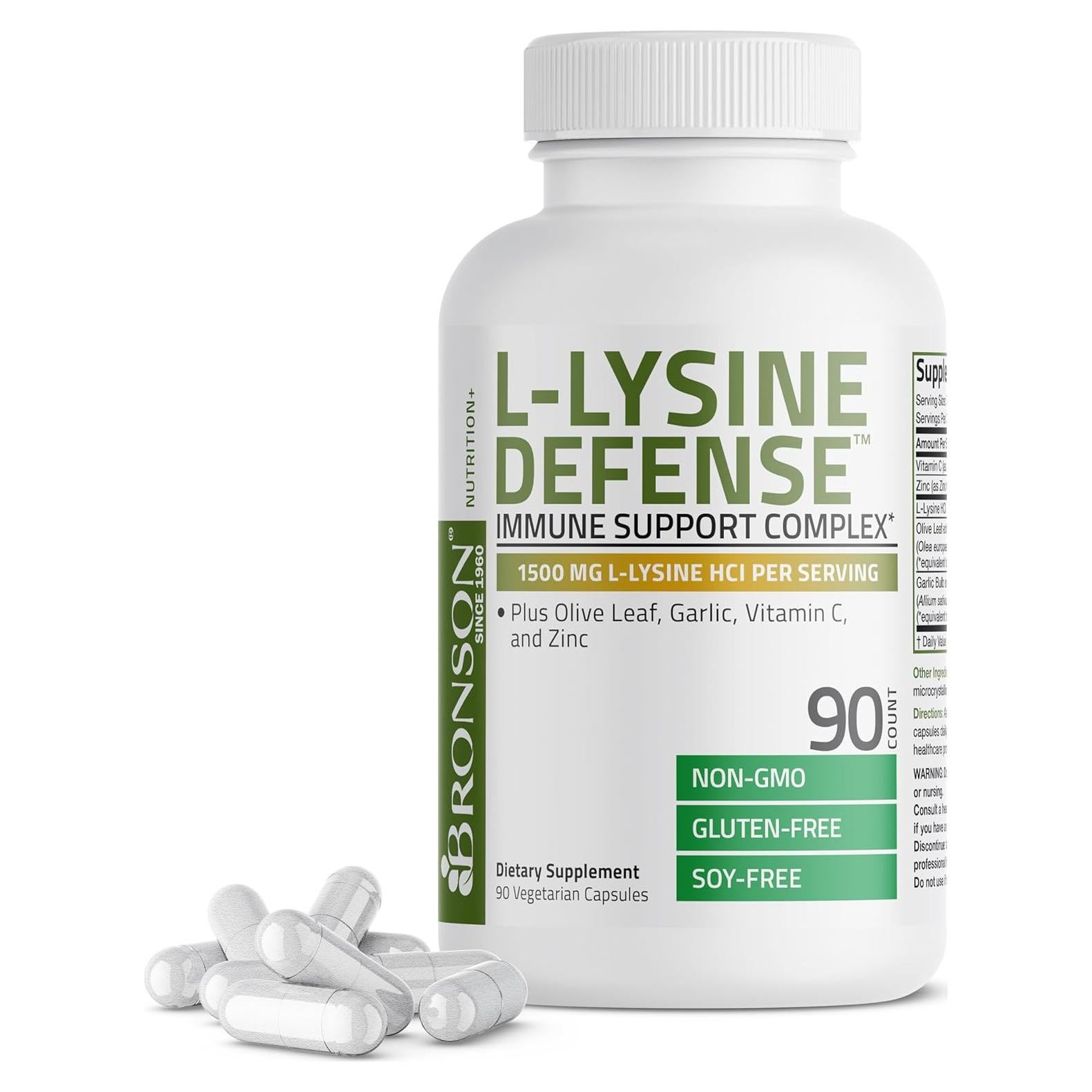 Suplemento Inmunológico Bronson L-Lisina 1500 MG 90 Cápsulas