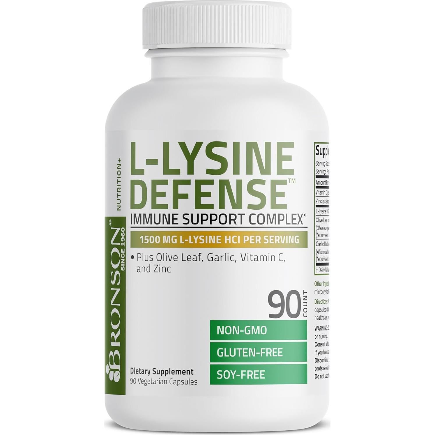 Suplemento Inmunológico Bronson L-Lisina 1500 MG 90 Cápsulas