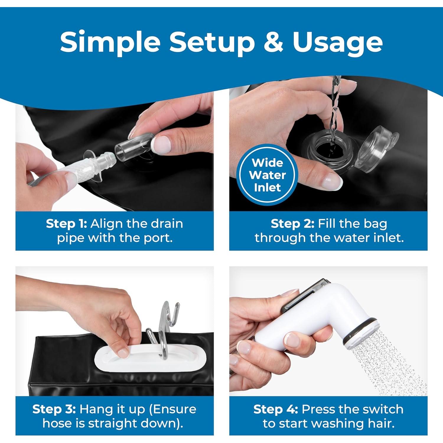 Estación de Lavado de Cabello Portátil GADS 2.5 Galones Negra