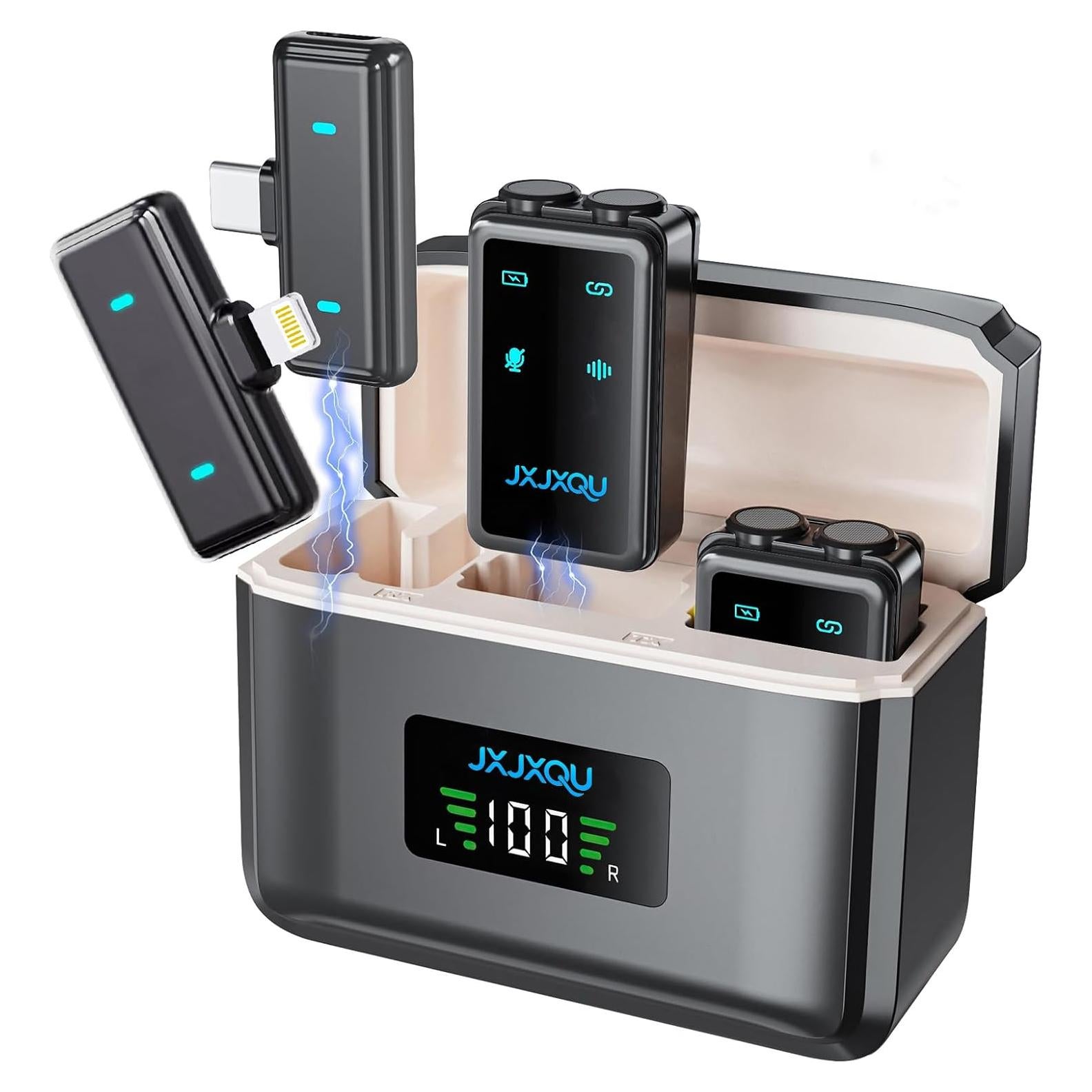 Micrófono Lavalier Inalámbrico JXJXQU para iOS/Android - 30h Batería